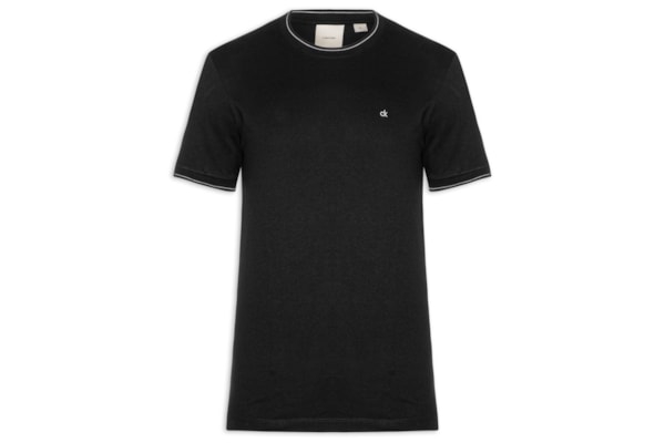 Camiseta Masculina Gola Punho Friso - Preto