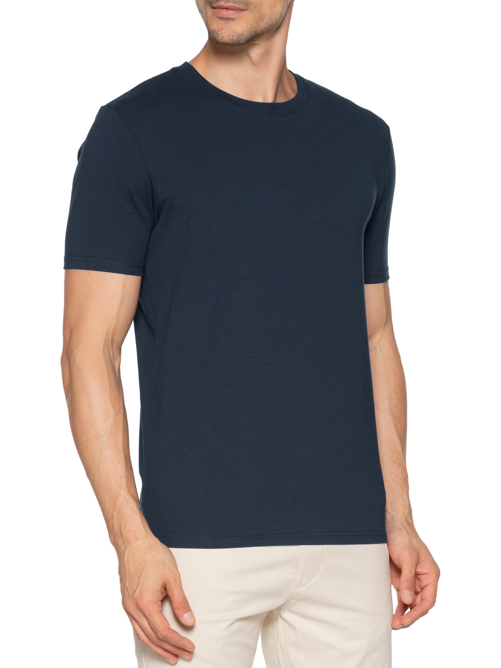 Camiseta Masculina Gola Redonda Azul Basiq Men