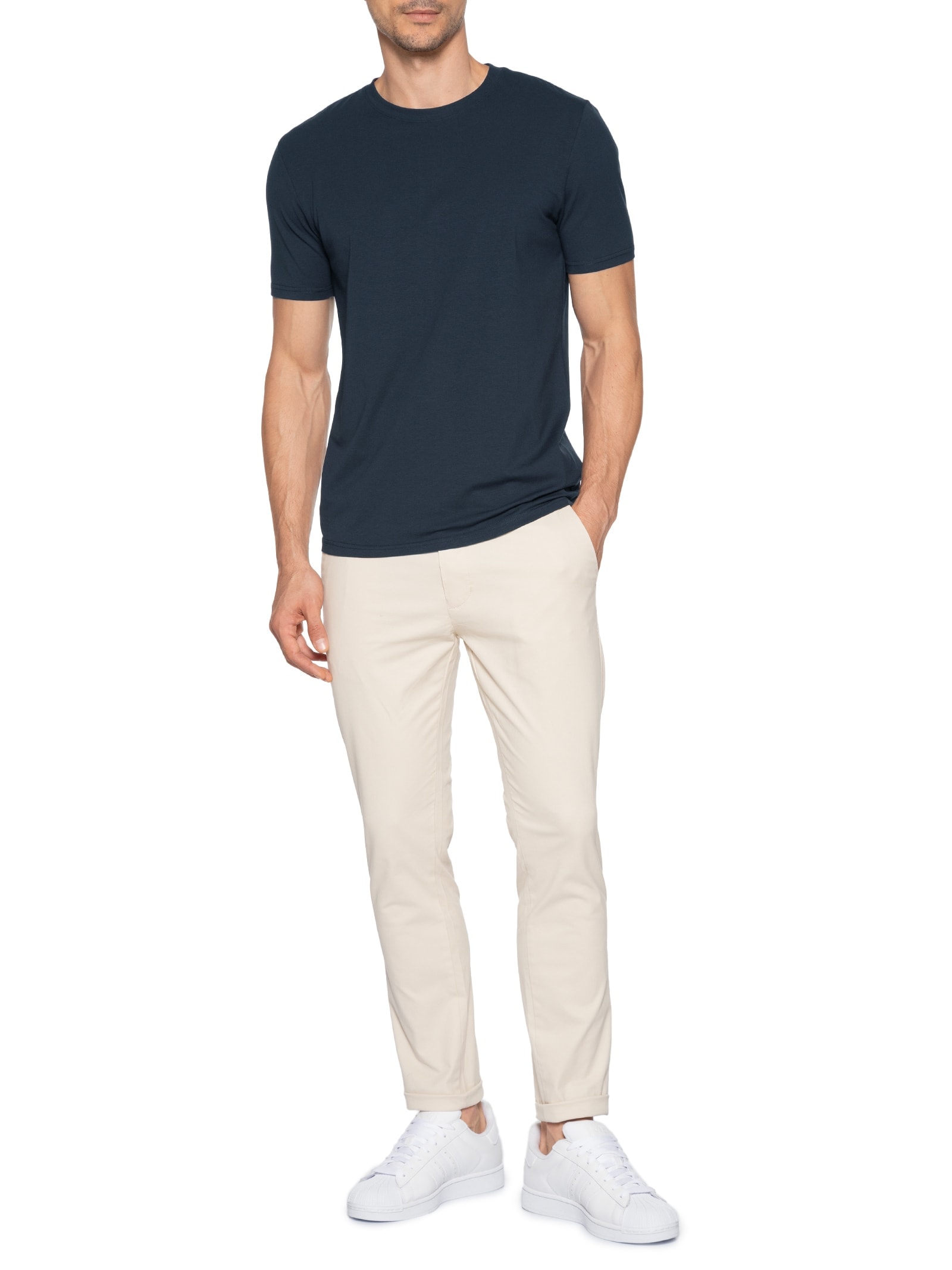 Camiseta Masculina Gola Redonda Azul Basiq Men