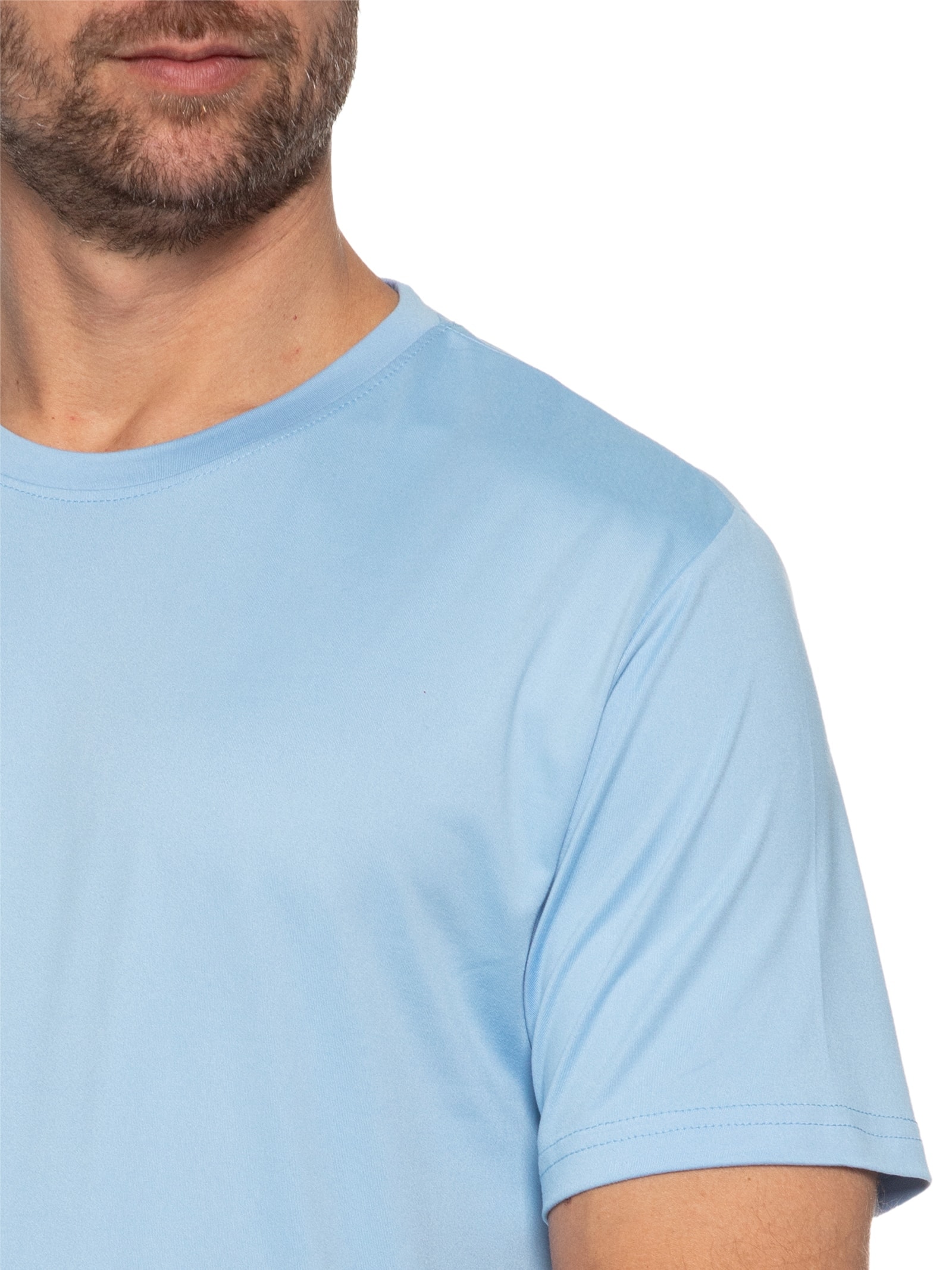 Camiseta Masculina Gola Redonda Básica Azul Basiq Men