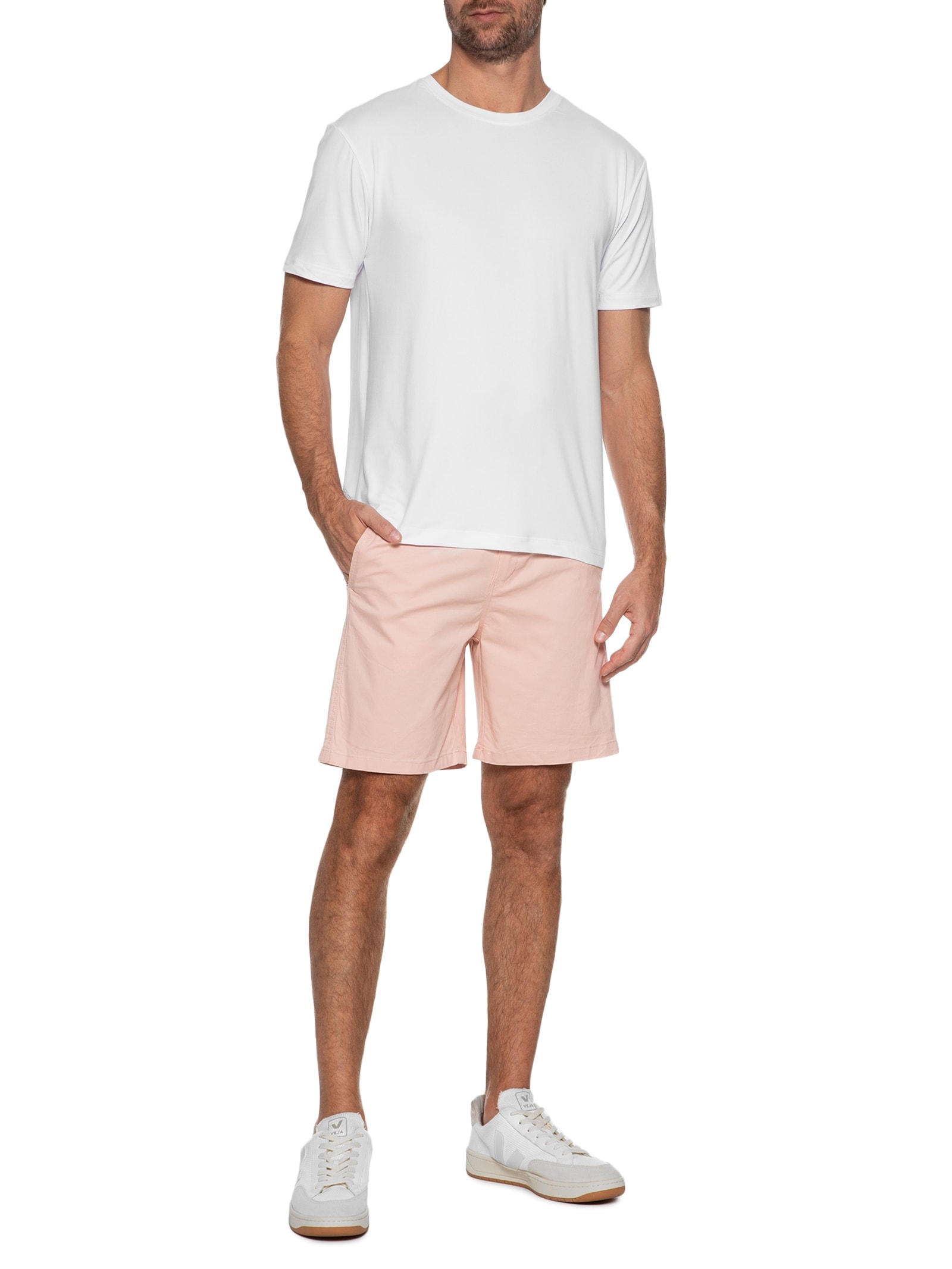 Camiseta Masculina Gola Redonda Básica Branco Basiq Men