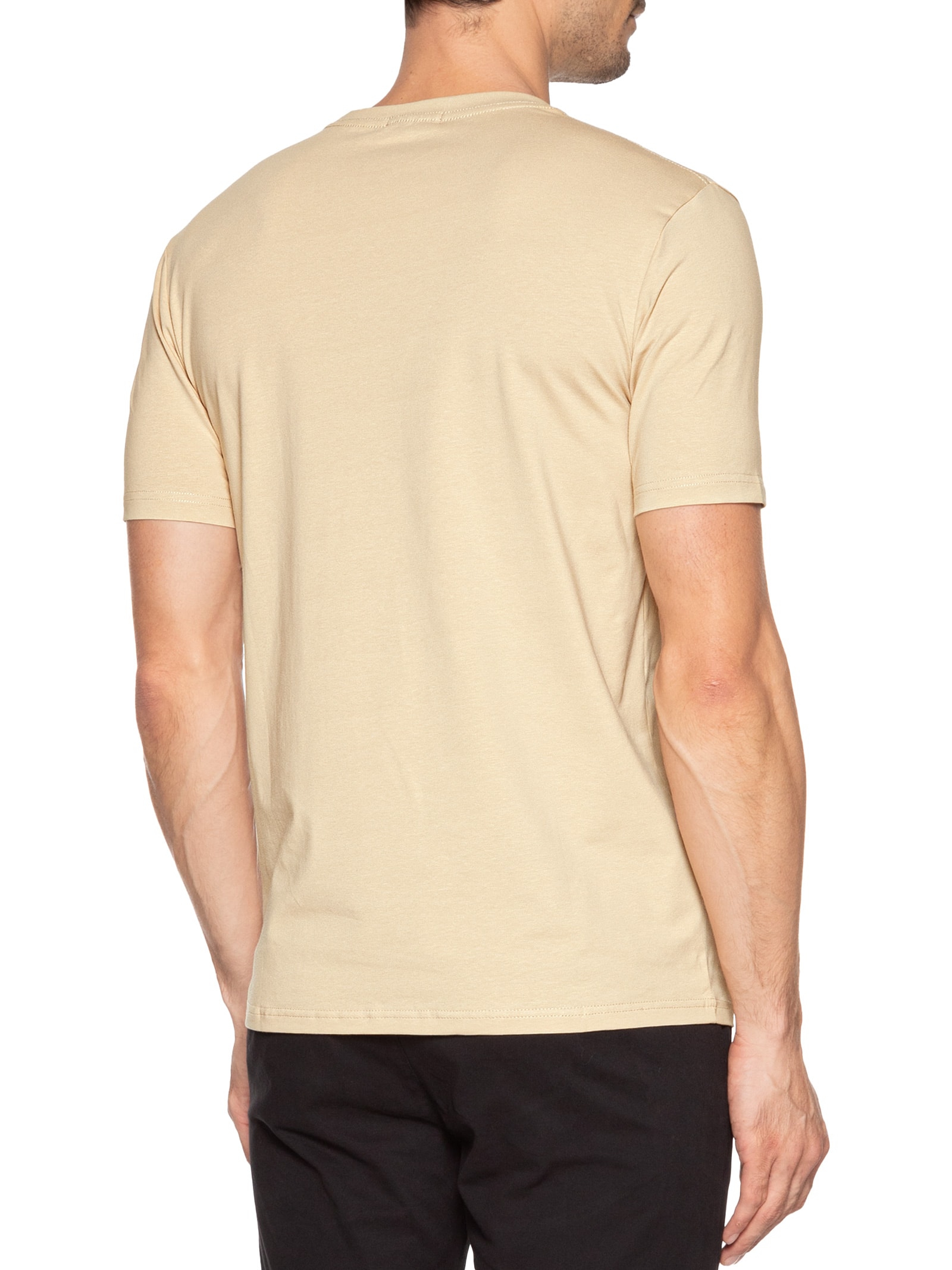 Camiseta Masculina Gola Redonda Bege Basiq Men