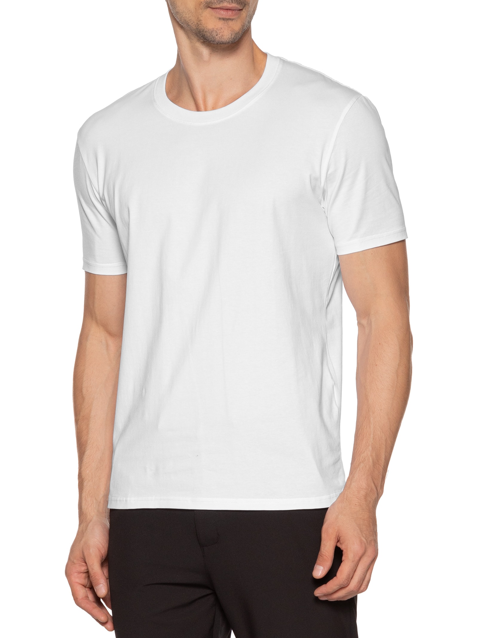 Camiseta Masculina Gola Redonda Branco Basiq Men