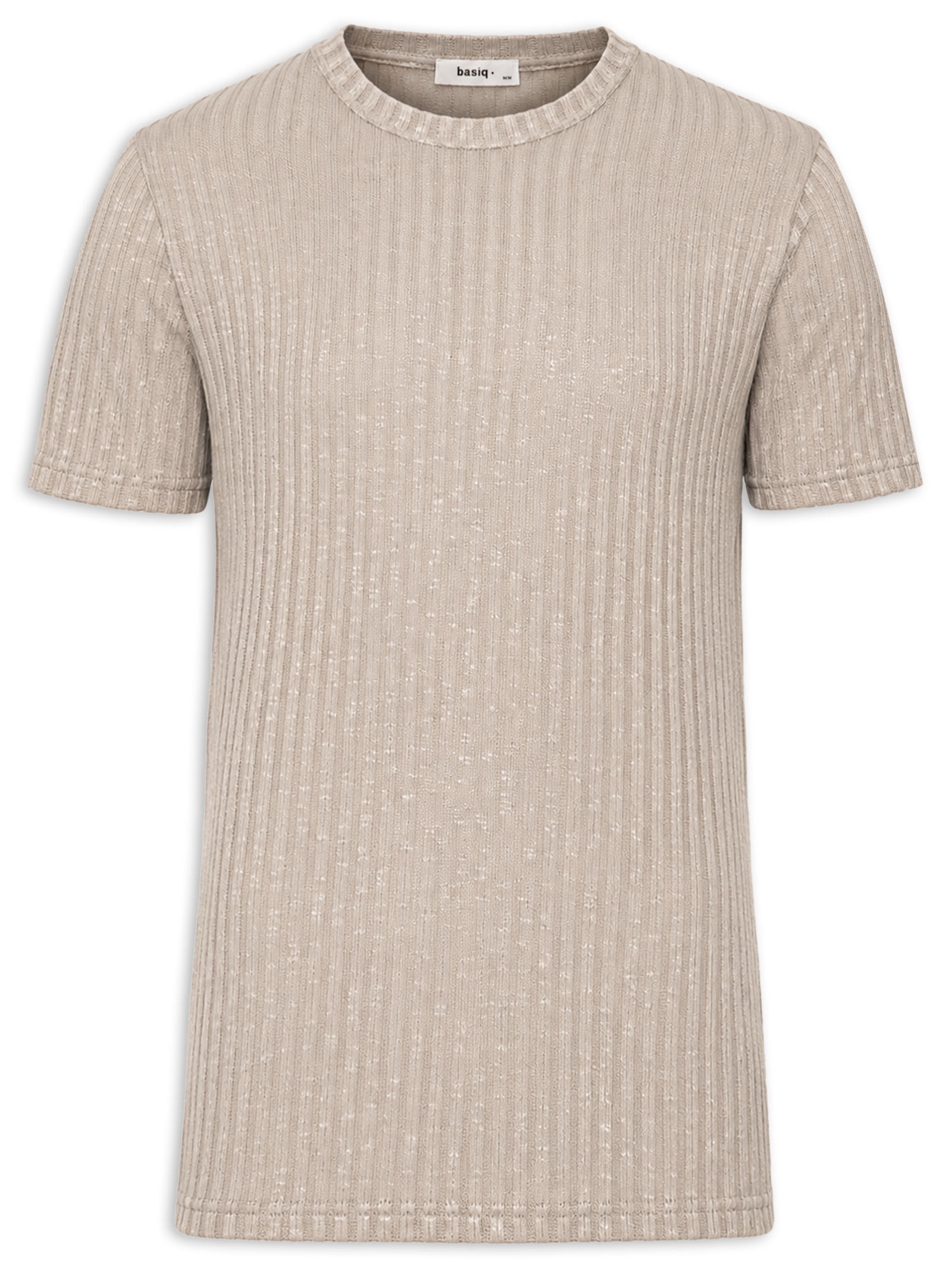 Camiseta Masculina Gola Redonda Com Textura Bege Basiq Men