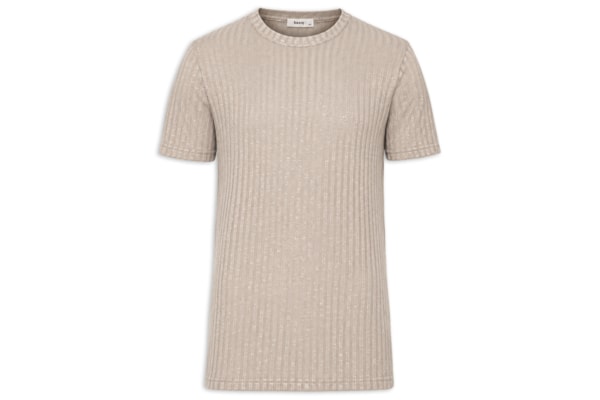 Camiseta Masculina Gola Redonda Com Textura - Bege