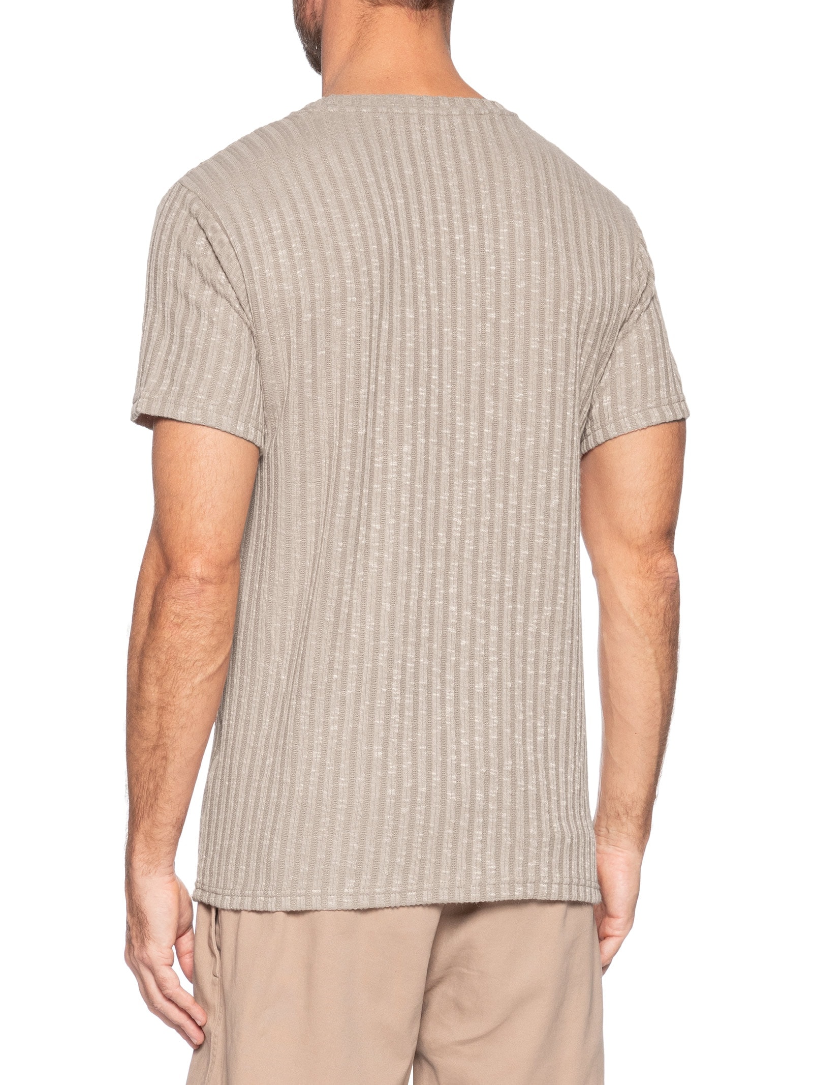 Camiseta Masculina Gola Redonda Com Textura Bege Basiq Men
