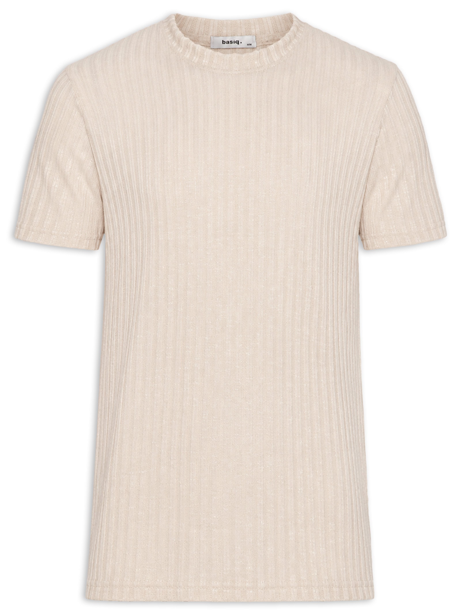 Camiseta Masculina Gola Redonda Com Textura Bege Basiq Men