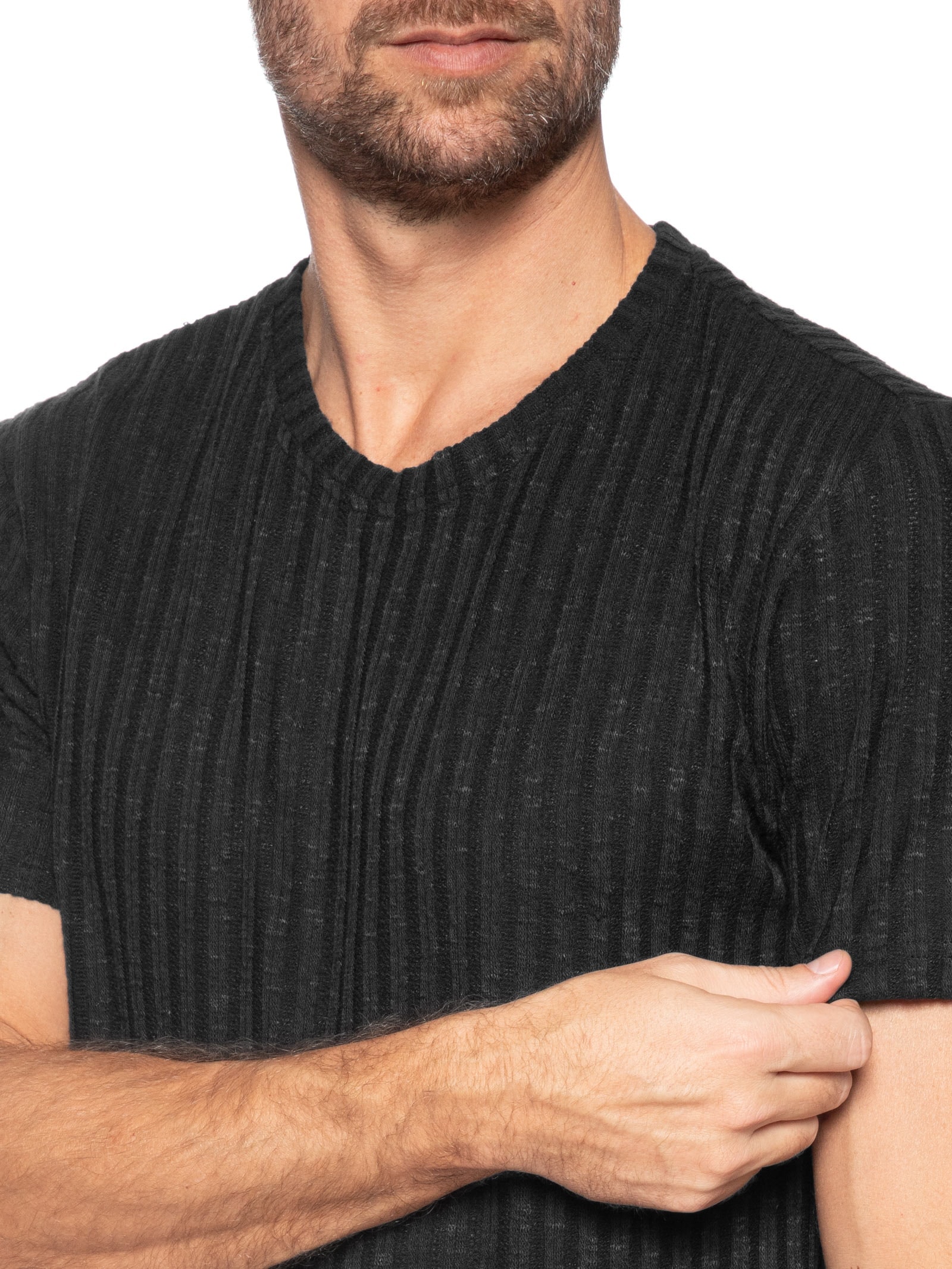 Camiseta Masculina Gola Redonda Com Textura Preto Basiq Men