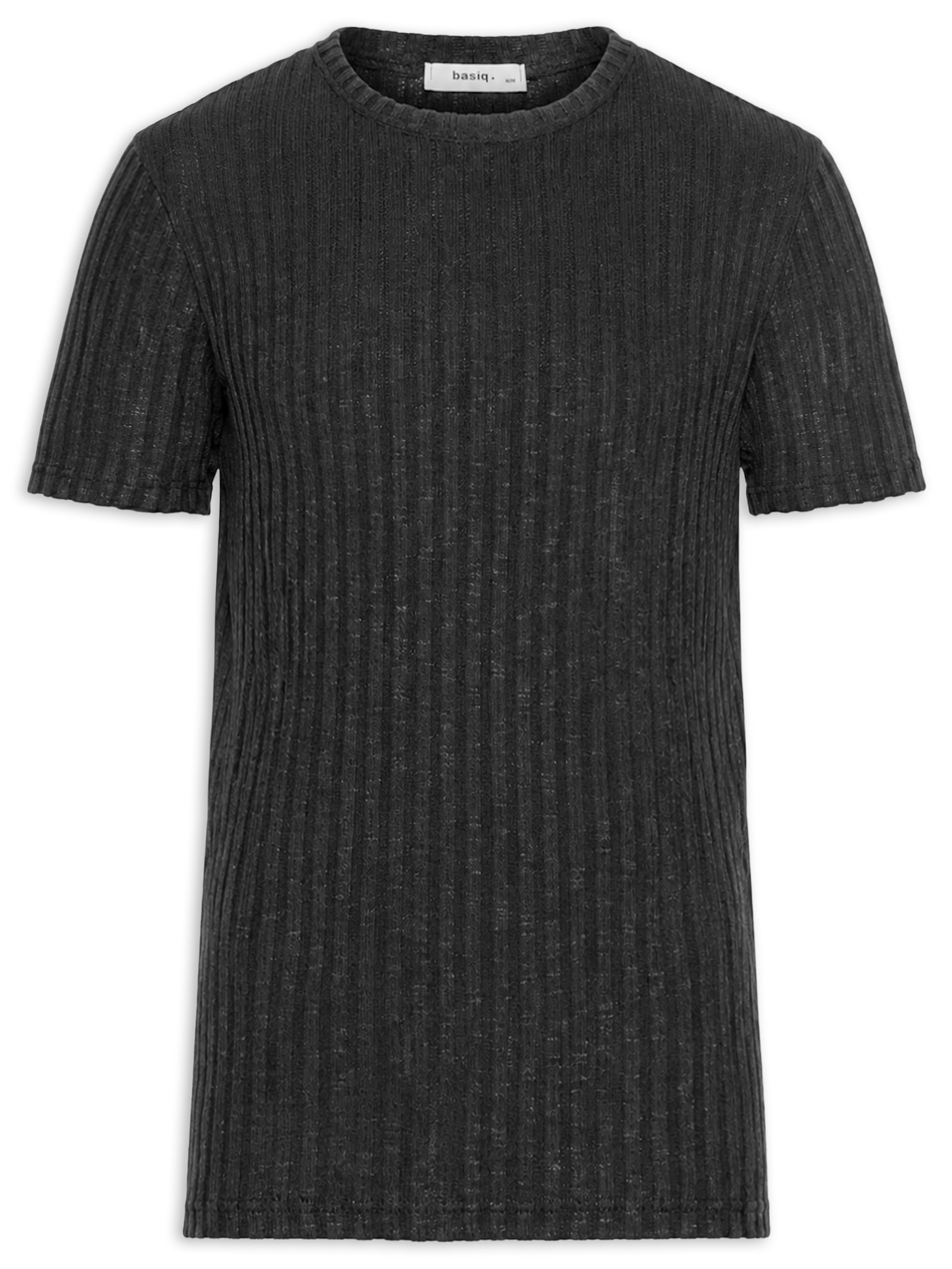 Camiseta Masculina Gola Redonda Com Textura Preto Basiq Men