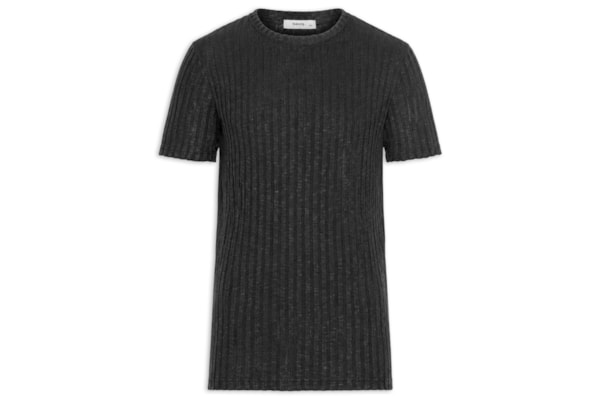 Camiseta Masculina Gola Redonda Com Textura - Preto