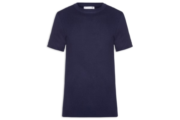 Camiseta Masculina Gola Redonda Em Tricot - Azul