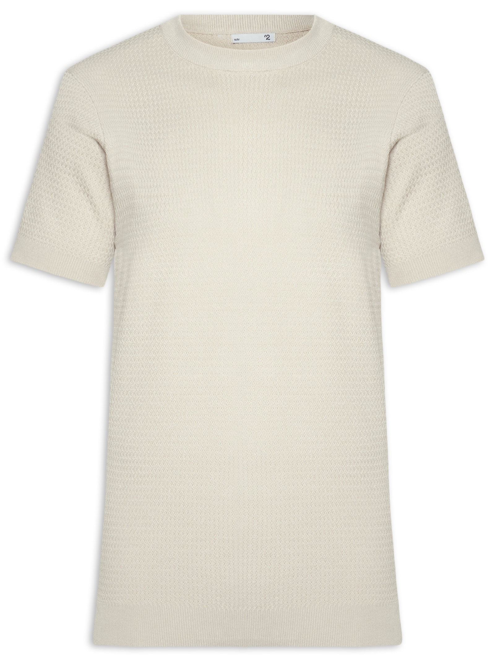 Camiseta Masculina Gola Redonda Em Tricot Bege '2 Essential