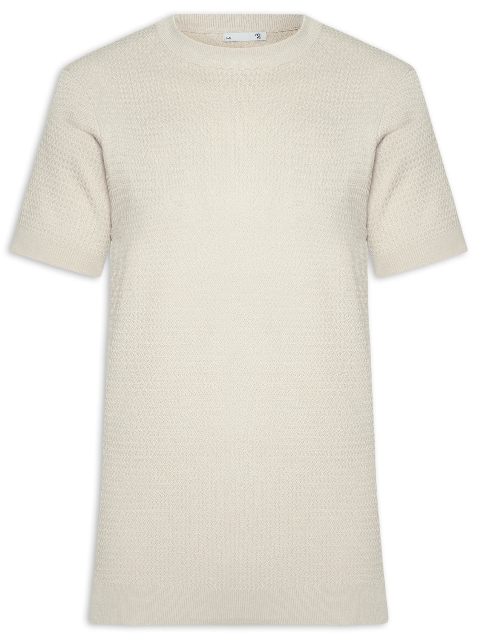 Camiseta Masculina Gola Redonda Em Tricot Bege '2 Essential