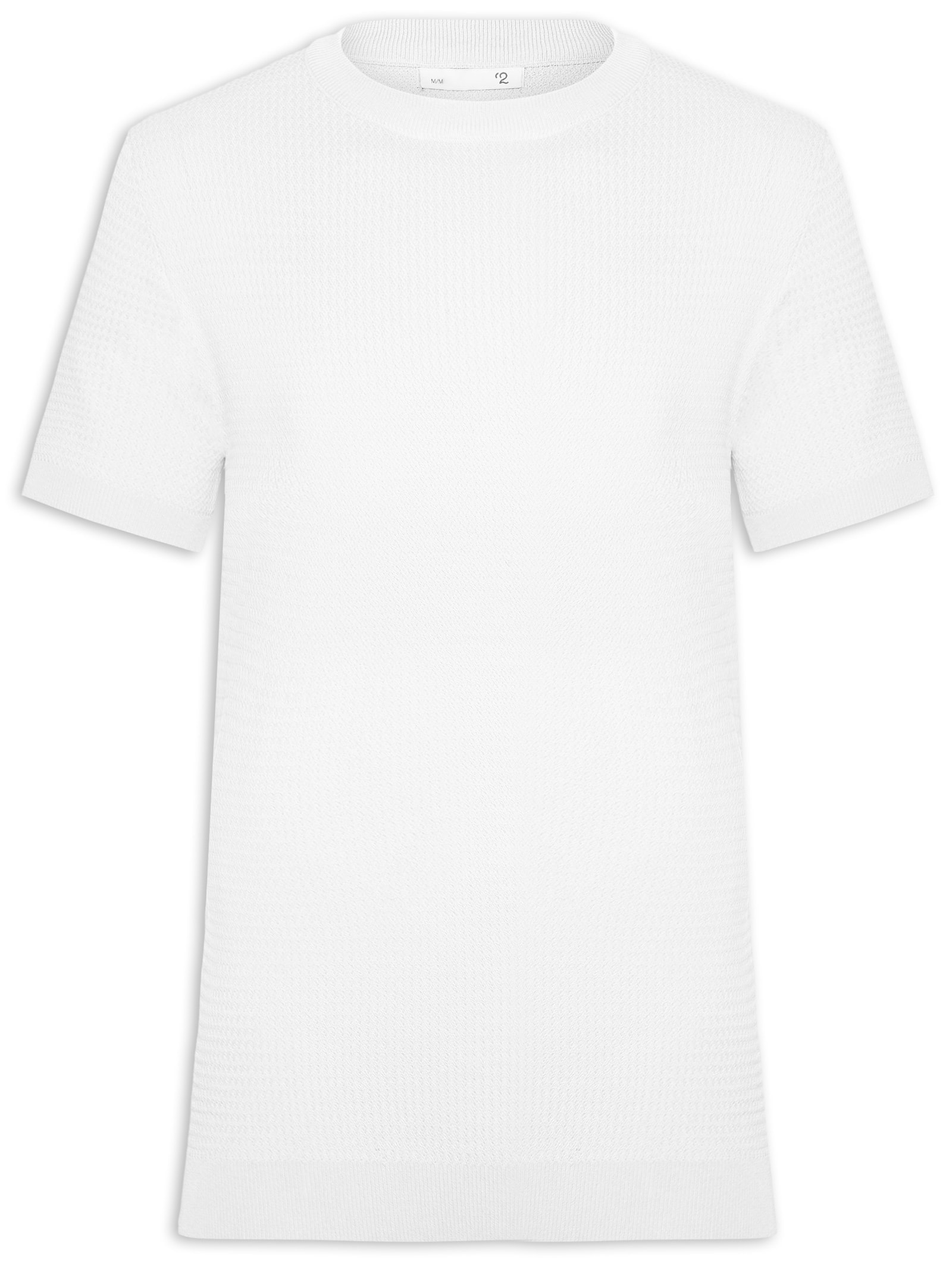 Camiseta Masculina Gola Redonda Em Tricot Branco '2 Essential
