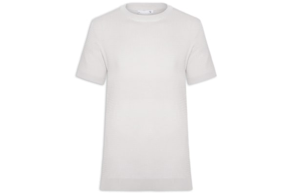 Camiseta Masculina Gola Redonda Em Tricot - Cinza