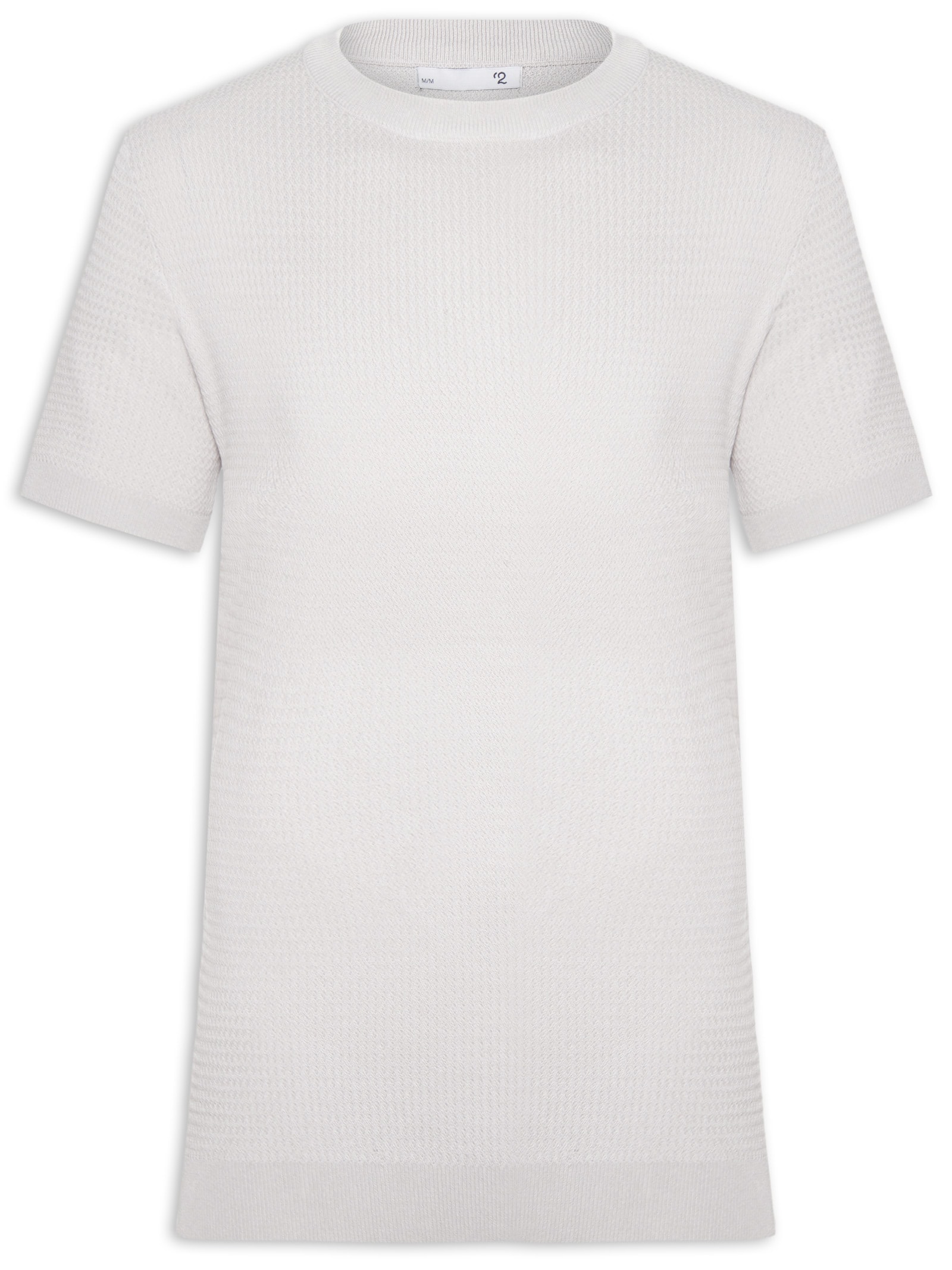 Camiseta Masculina Gola Redonda Em Tricot Cinza '2 Essential