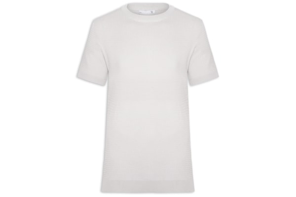 Camiseta Masculina Gola Redonda Em Tricot - Cinza