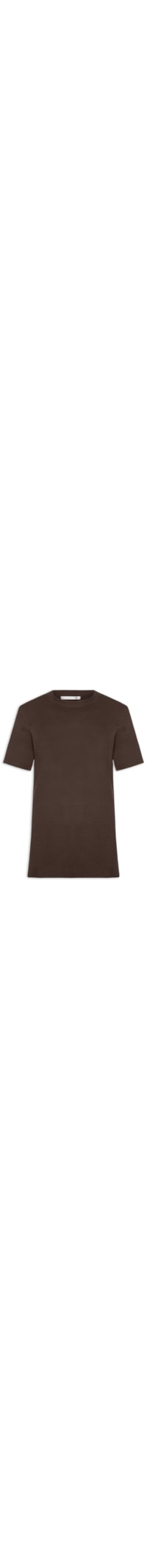 Camiseta Masculina Gola Redonda Em Tricot - Marrom