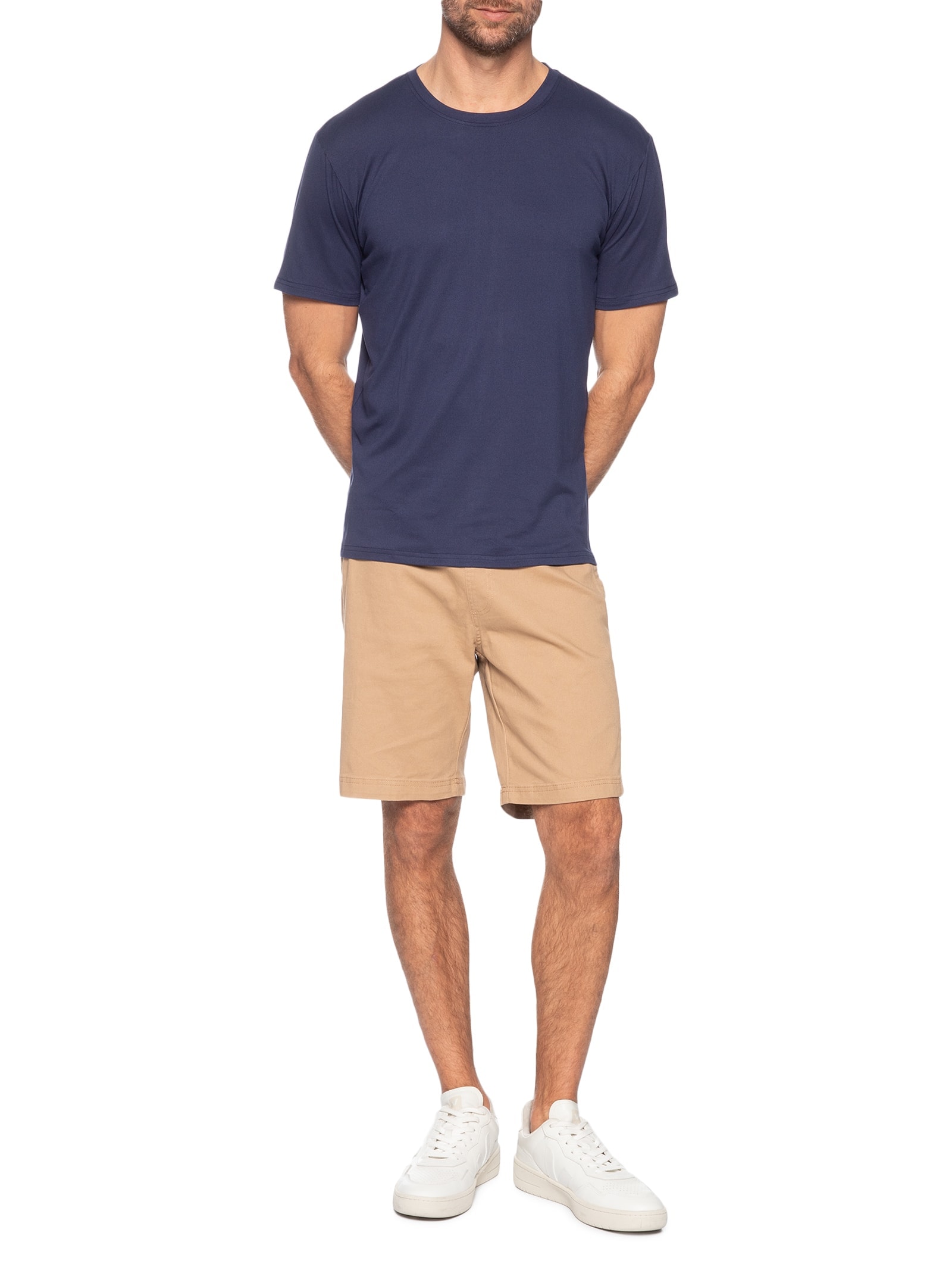 Camiseta Masculina Gola Redonda Manga Curta Azul Basiq Men