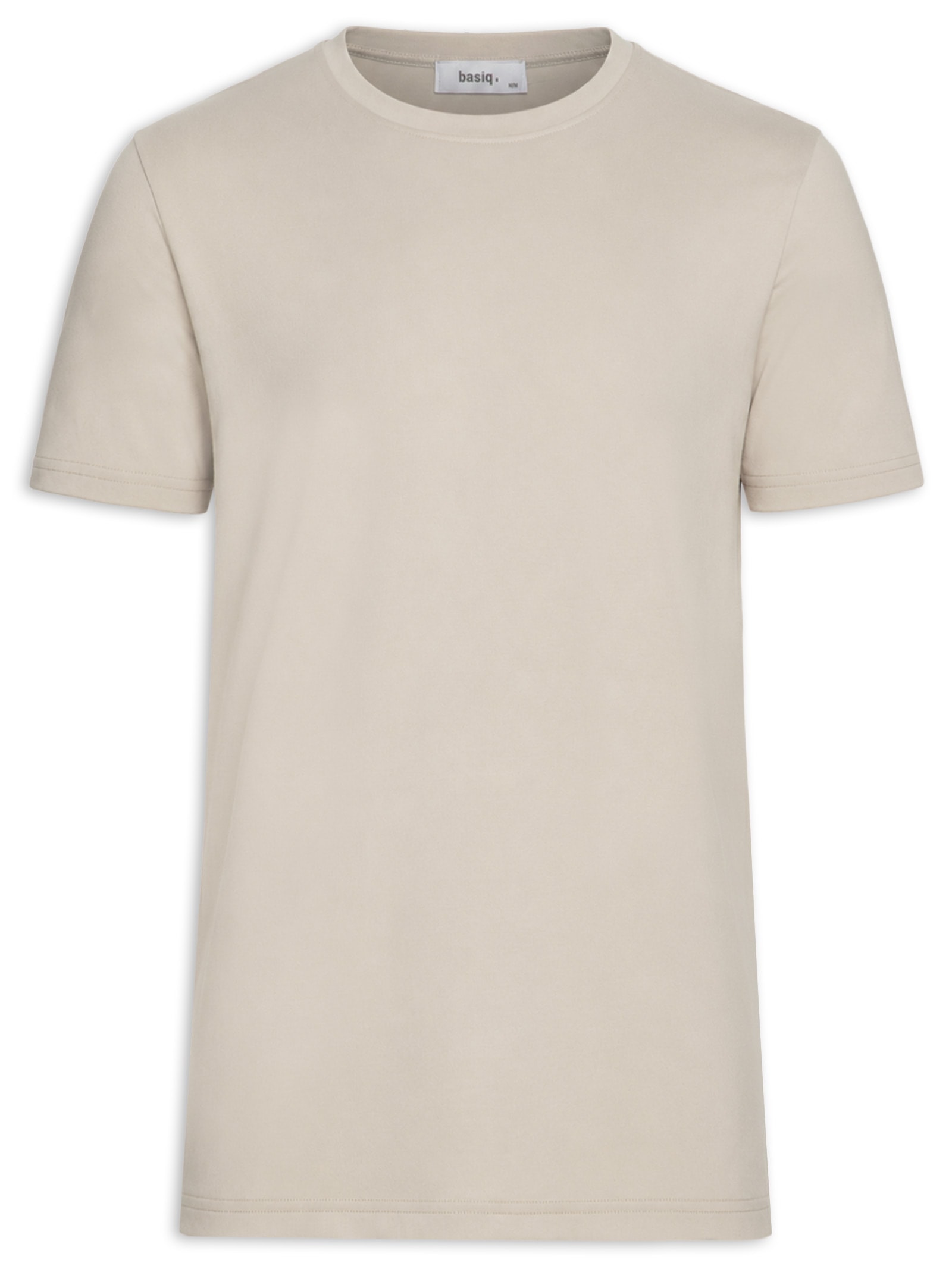 Camiseta Masculina Gola Redonda Manga Curta Bege Basiq Men