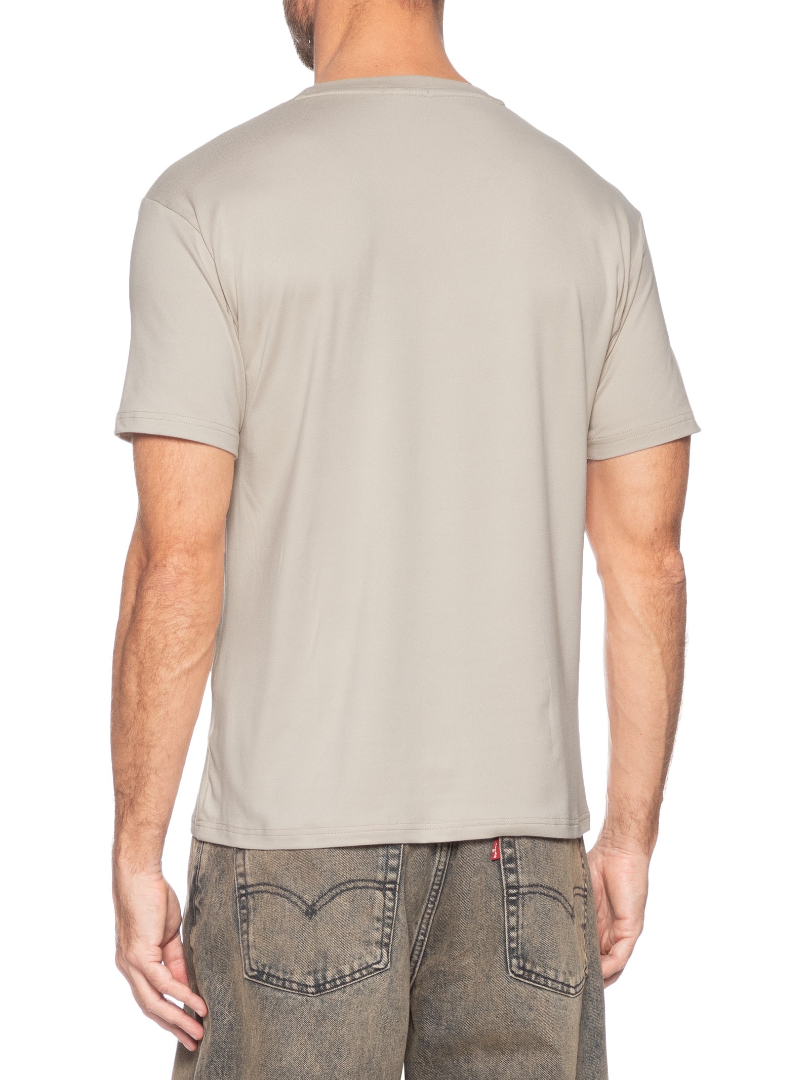 Camiseta Masculina Gola Redonda Manga Curta Bege Basiq Men