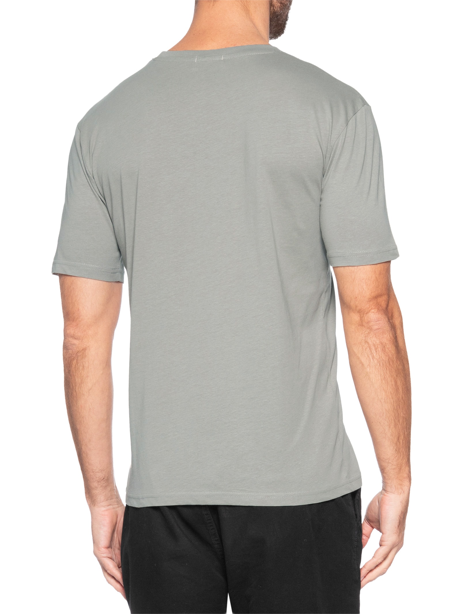 Camiseta Masculina Gola Redonda Manga Curta Cinza Basiq Men