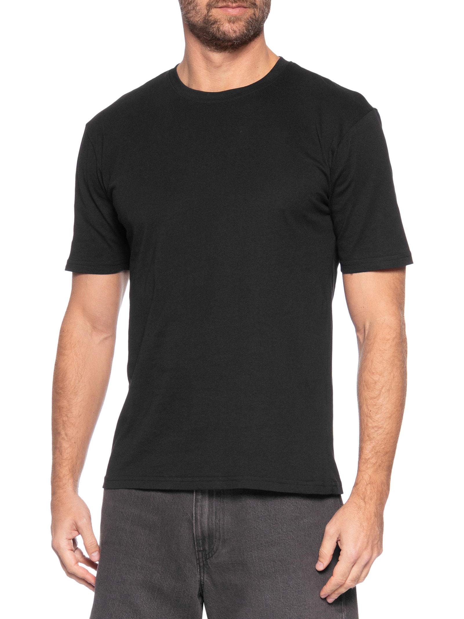 Camiseta Masculina Gola Redonda Manga Curta Preto Basiq Men