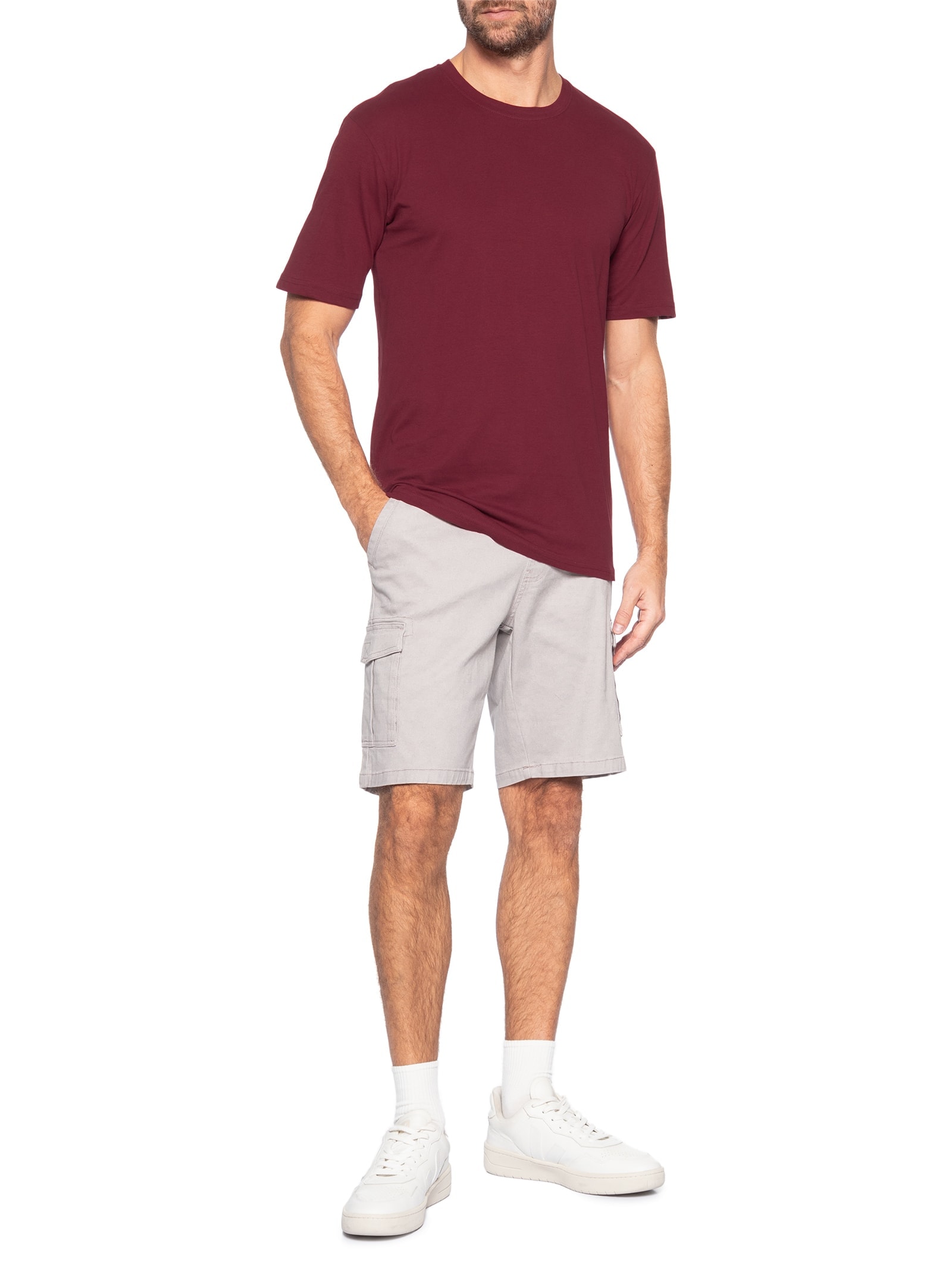 Camiseta Masculina Gola Redonda Manga Curta Vermelho Basiq Men