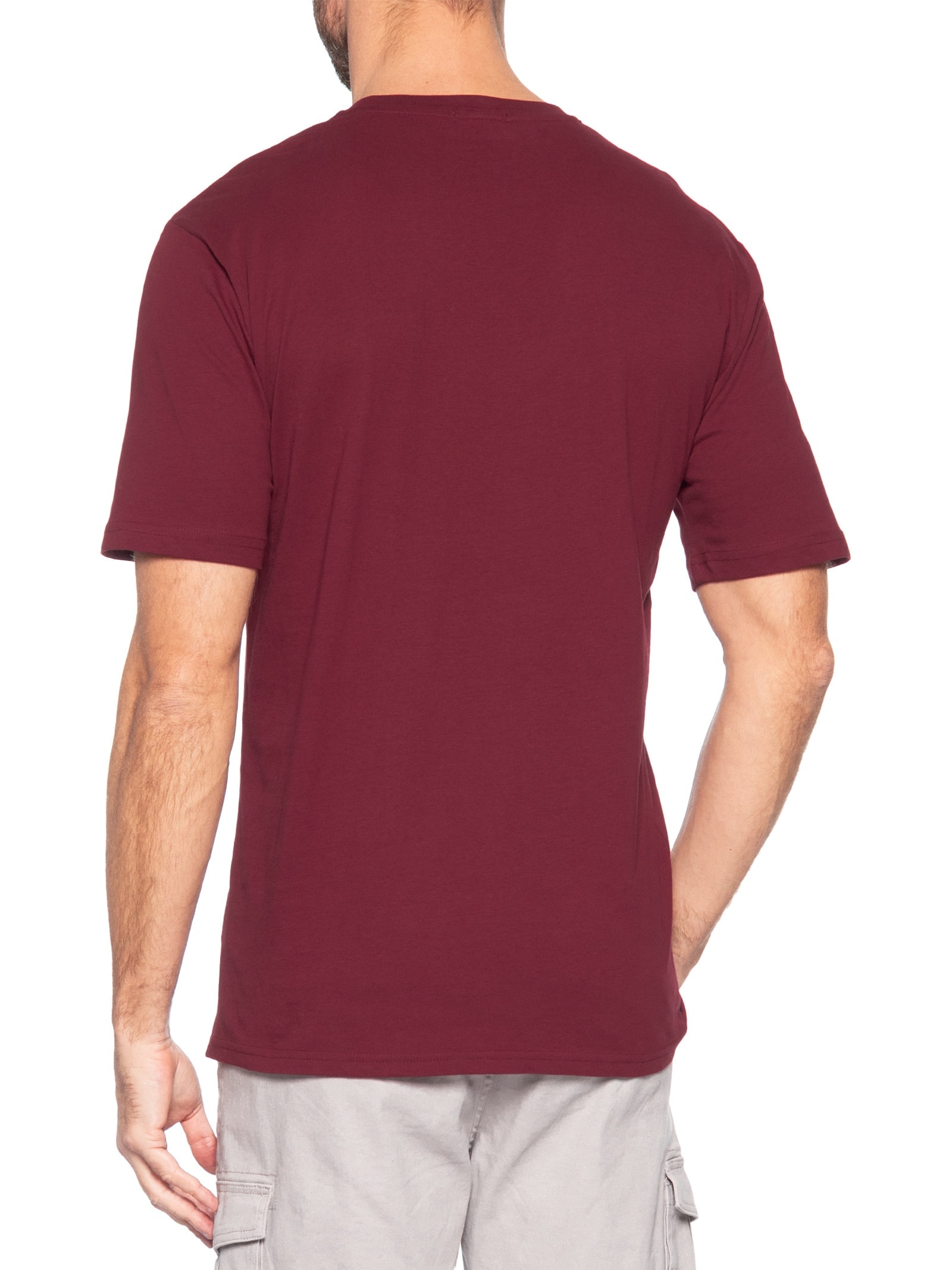 Camiseta Masculina Gola Redonda Manga Curta Vermelho Basiq Men