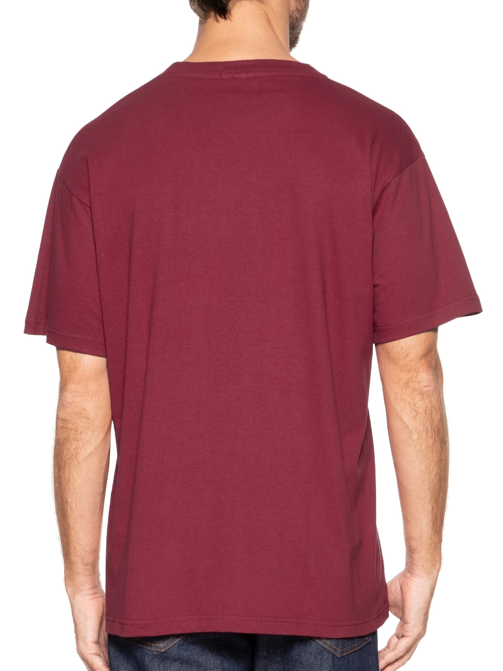 Camiseta Masculina Gola Redonda Oversized Básica Vinho Basiq Men