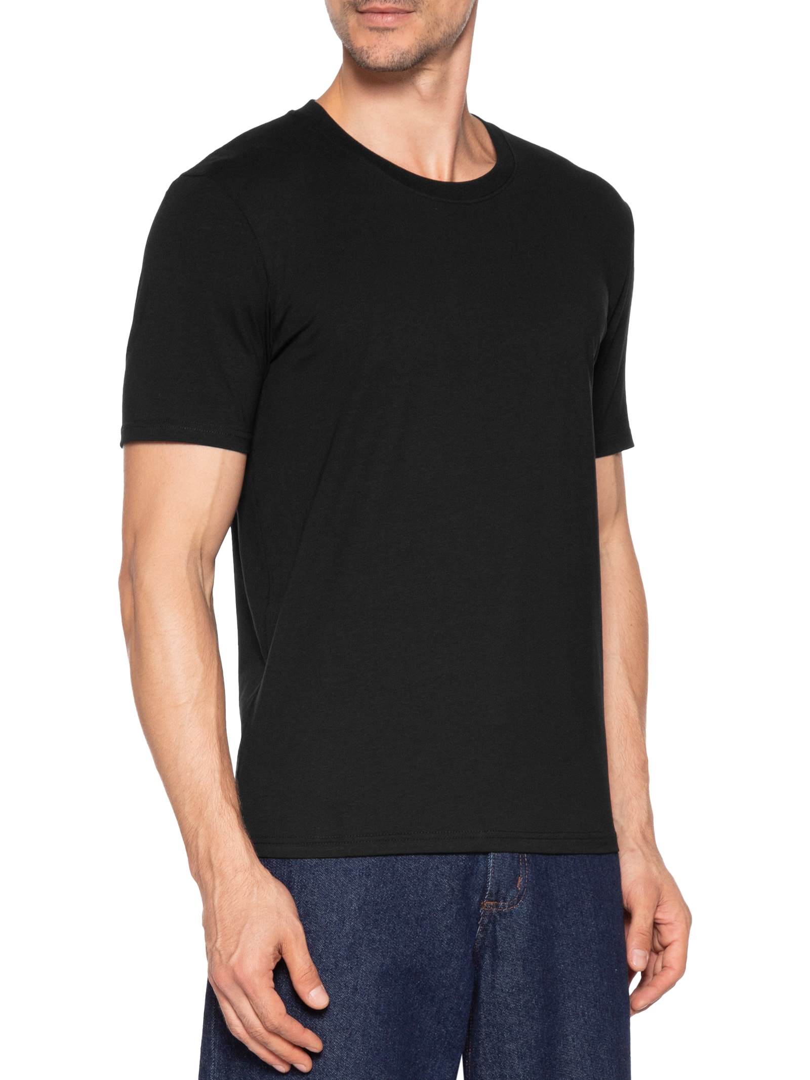 Camiseta Masculina Gola Redonda Preto Basiq Men
