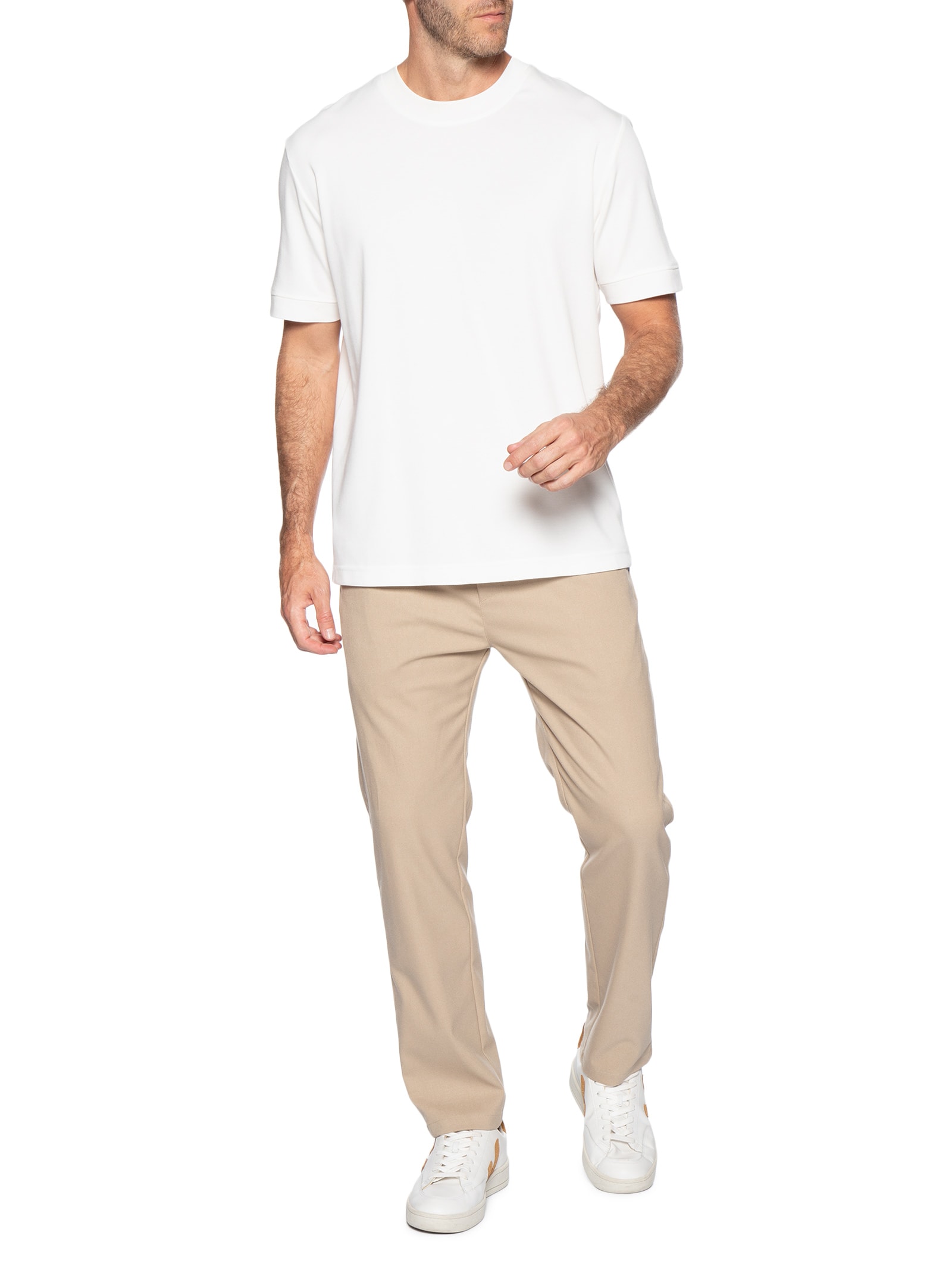 Camiseta Masculina Gola Redonda Reforçada Branco '2 Essential