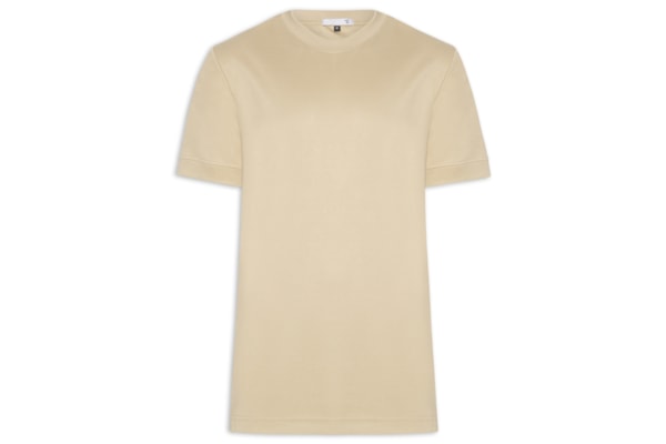 Camiseta Masculina Gola Redonda Reforçada – Bege