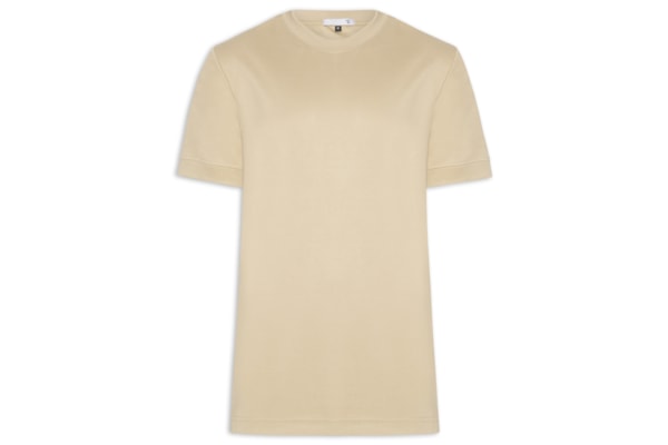 Camiseta Masculina Gola Redonda Reforçada – Bege
