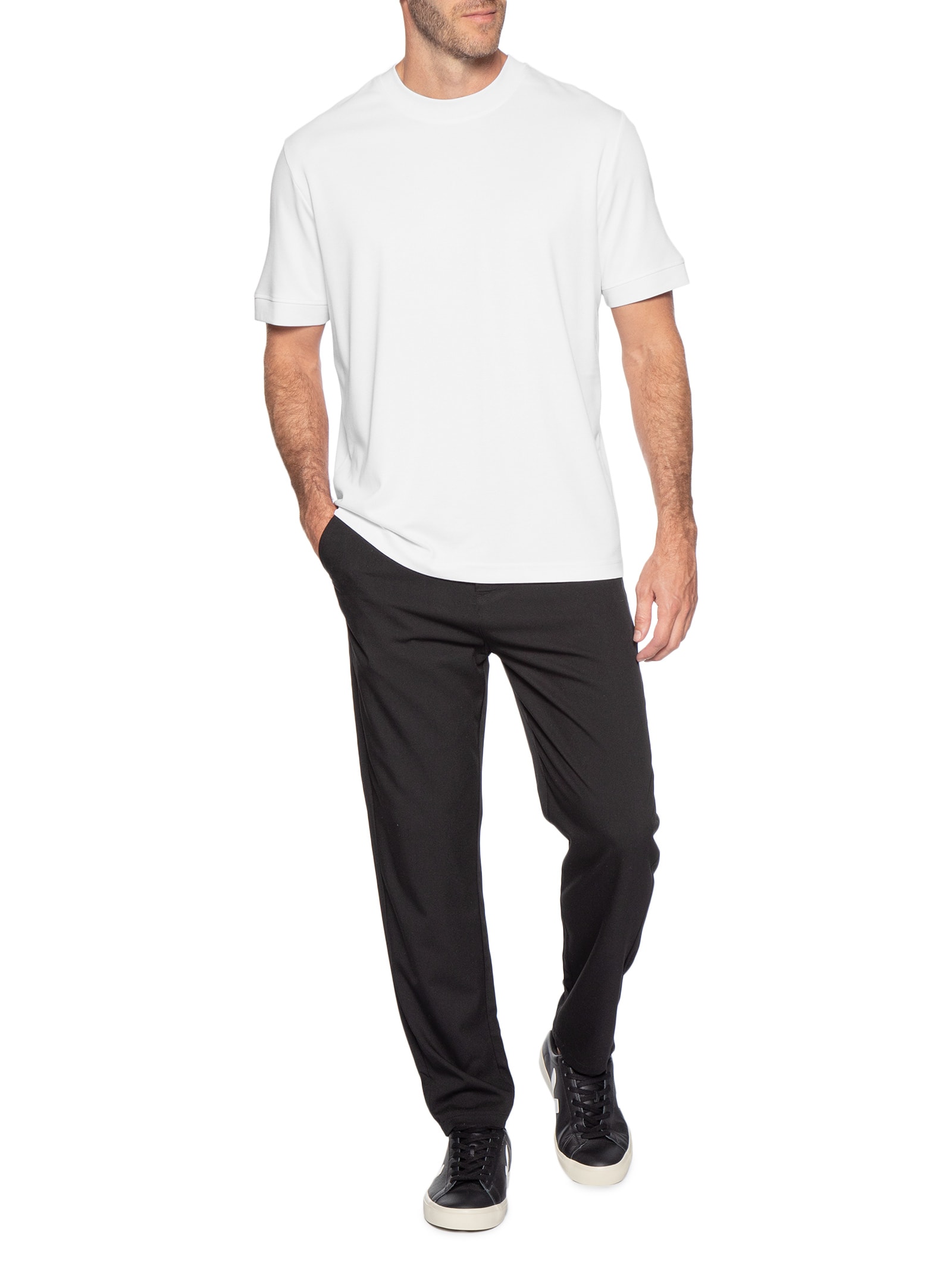 Camiseta Masculina Gola Redonda Reforçada – Branco '2 Essential