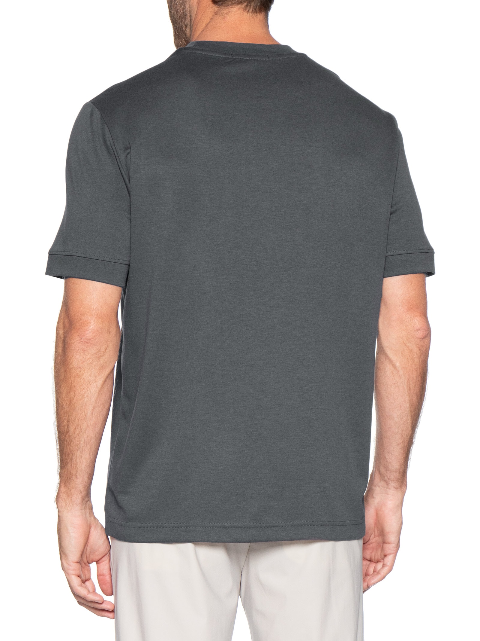 Camiseta Masculina Gola Redonda Reforçada – Cinza '2 Essential