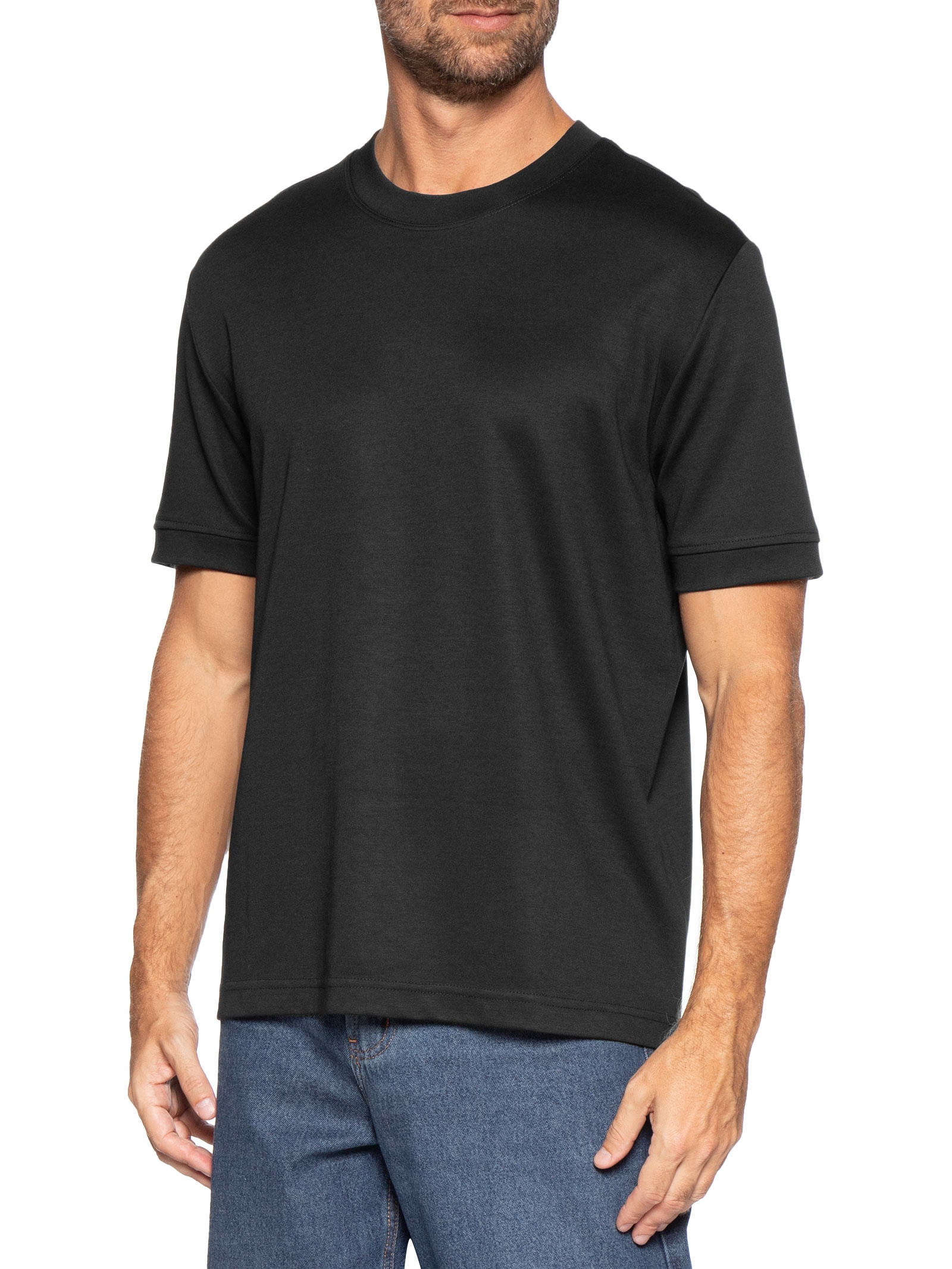 Camiseta Masculina Gola Redonda Reforçada – Preto '2 Essential