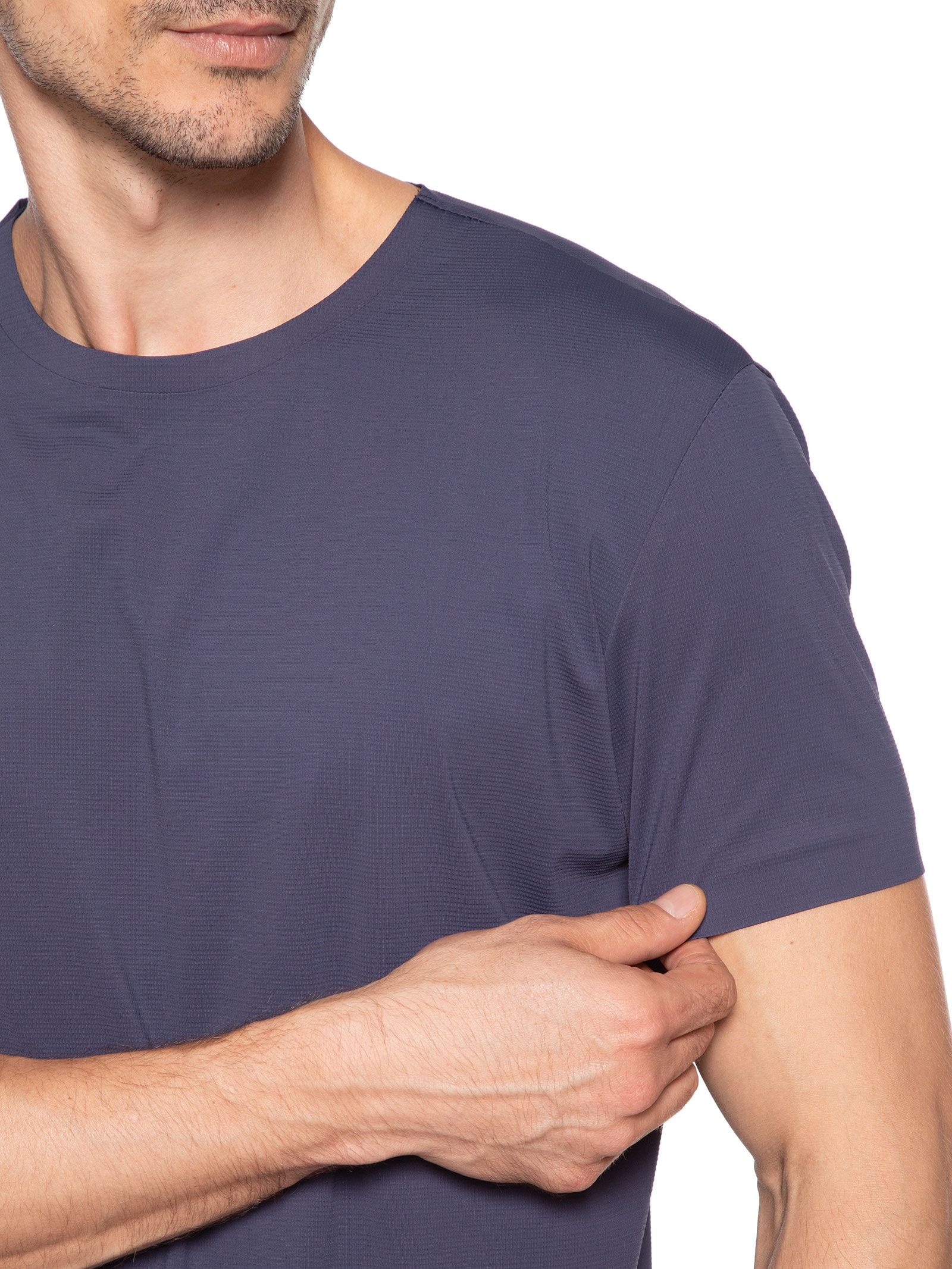 Camiseta Masculina Gola Redonda Tecnologia Caimento Perfeito Azul '2 Essential