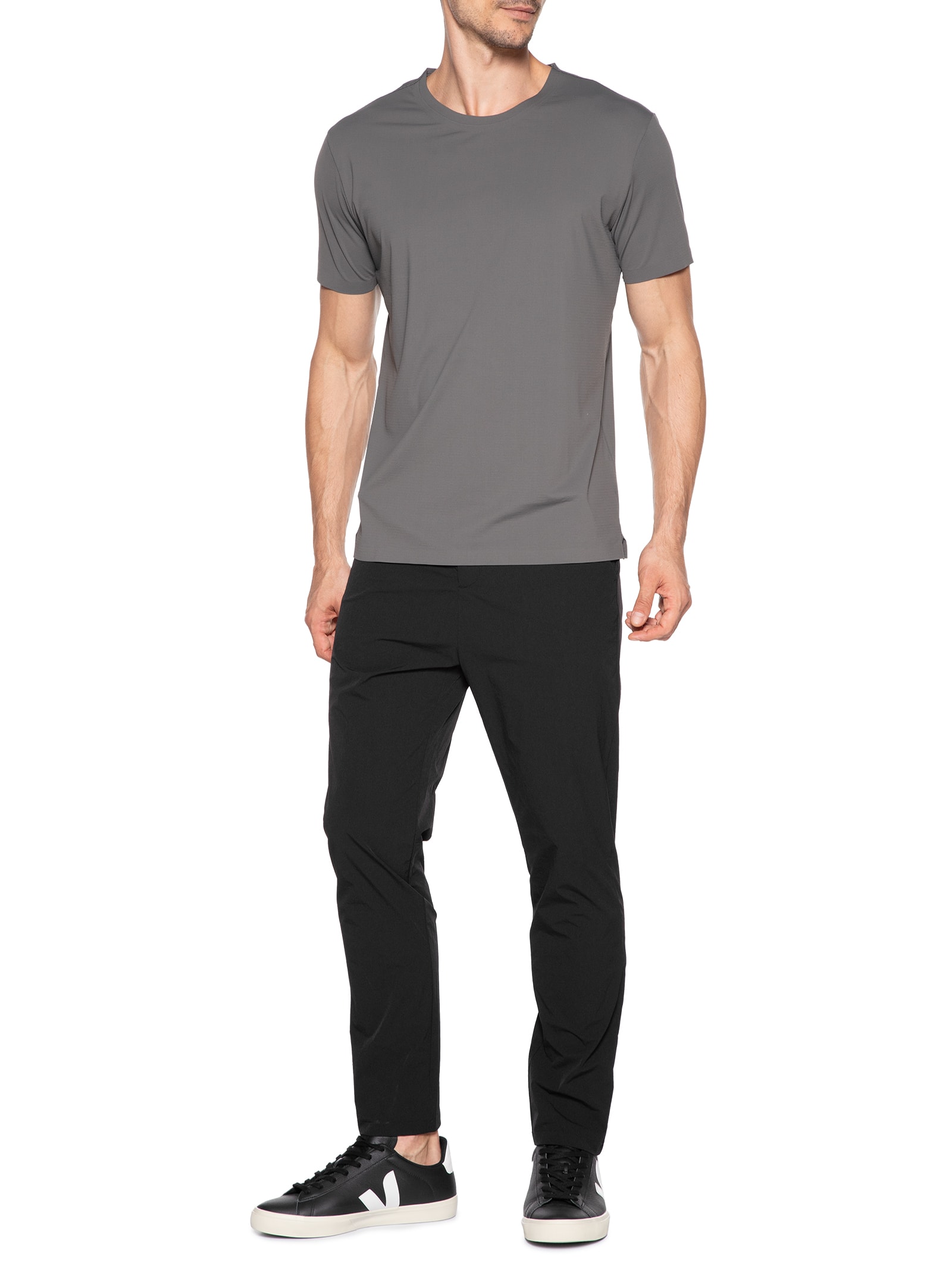 Camiseta Masculina Gola Redonda Tecnologia Caimento Perfeito Cinza '2 Essential