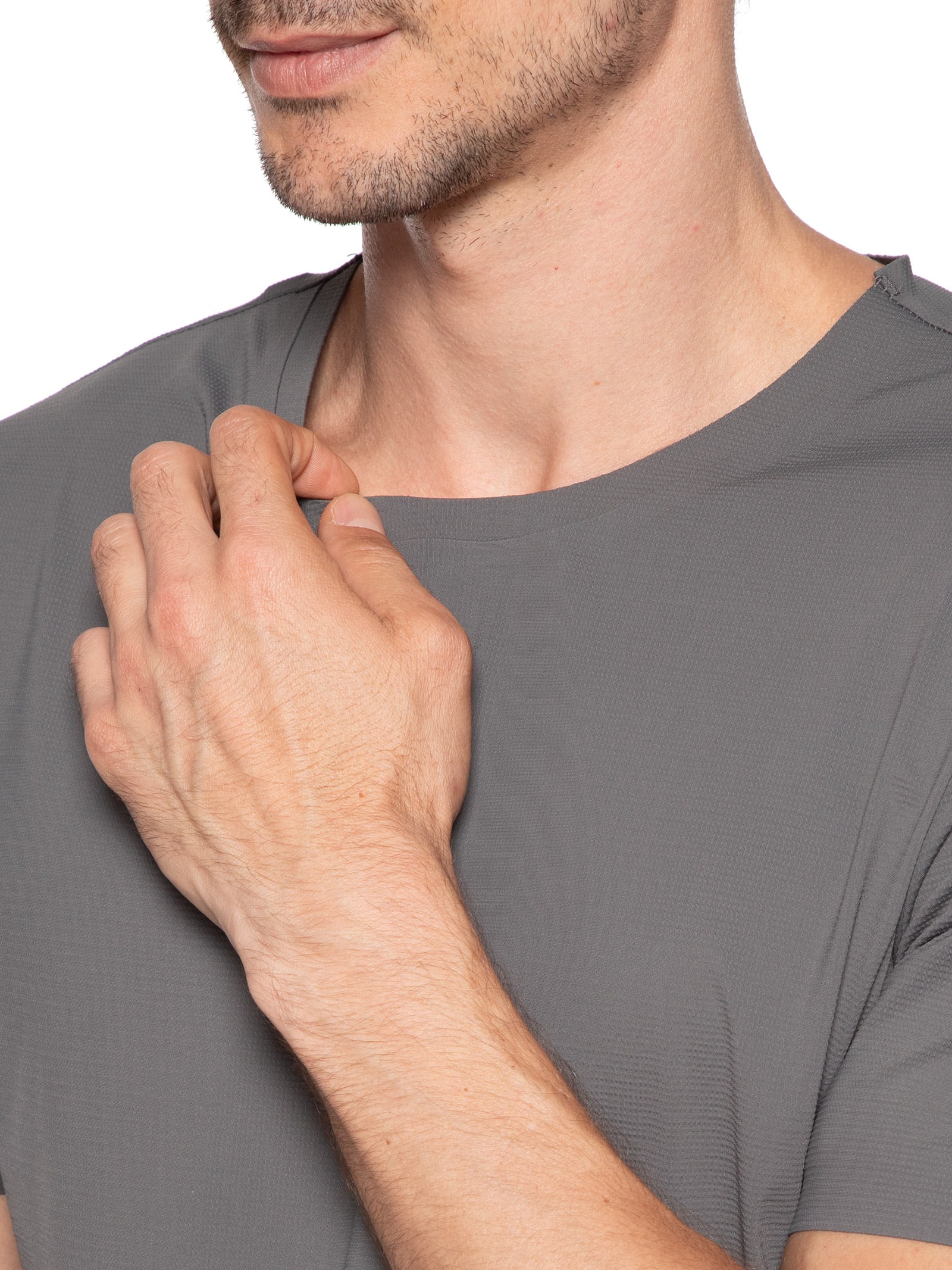 Camiseta Masculina Gola Redonda Tecnologia Caimento Perfeito Cinza '2 Essential