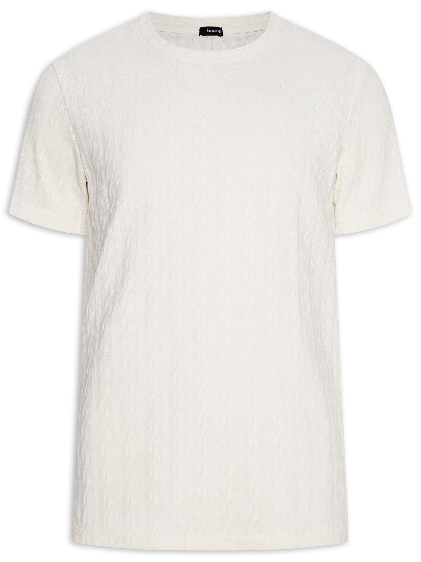 Camiseta Masculina Gola Redonda Texturizada Branco Basiq Men