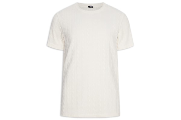 Camiseta Masculina Gola Redonda Texturizada - Branco