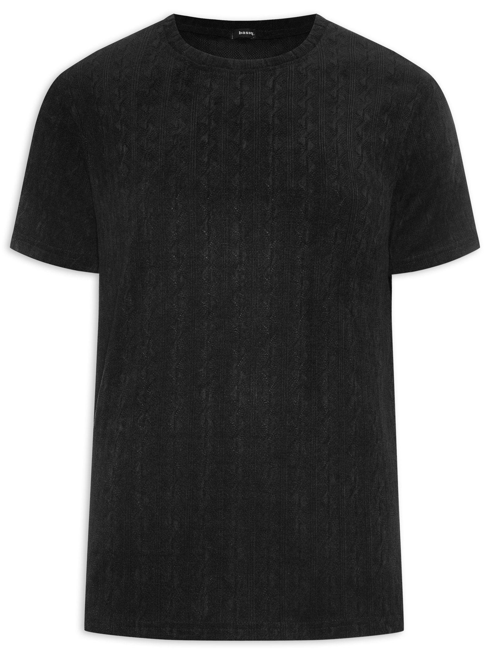 Camiseta Masculina Gola Redonda Texturizada Preto Basiq Men