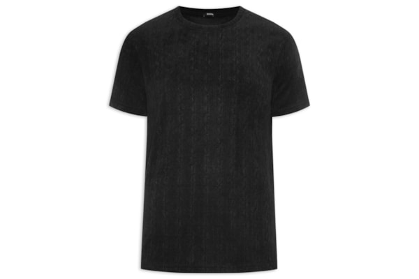 Camiseta Masculina Gola Redonda Texturizada - Preto