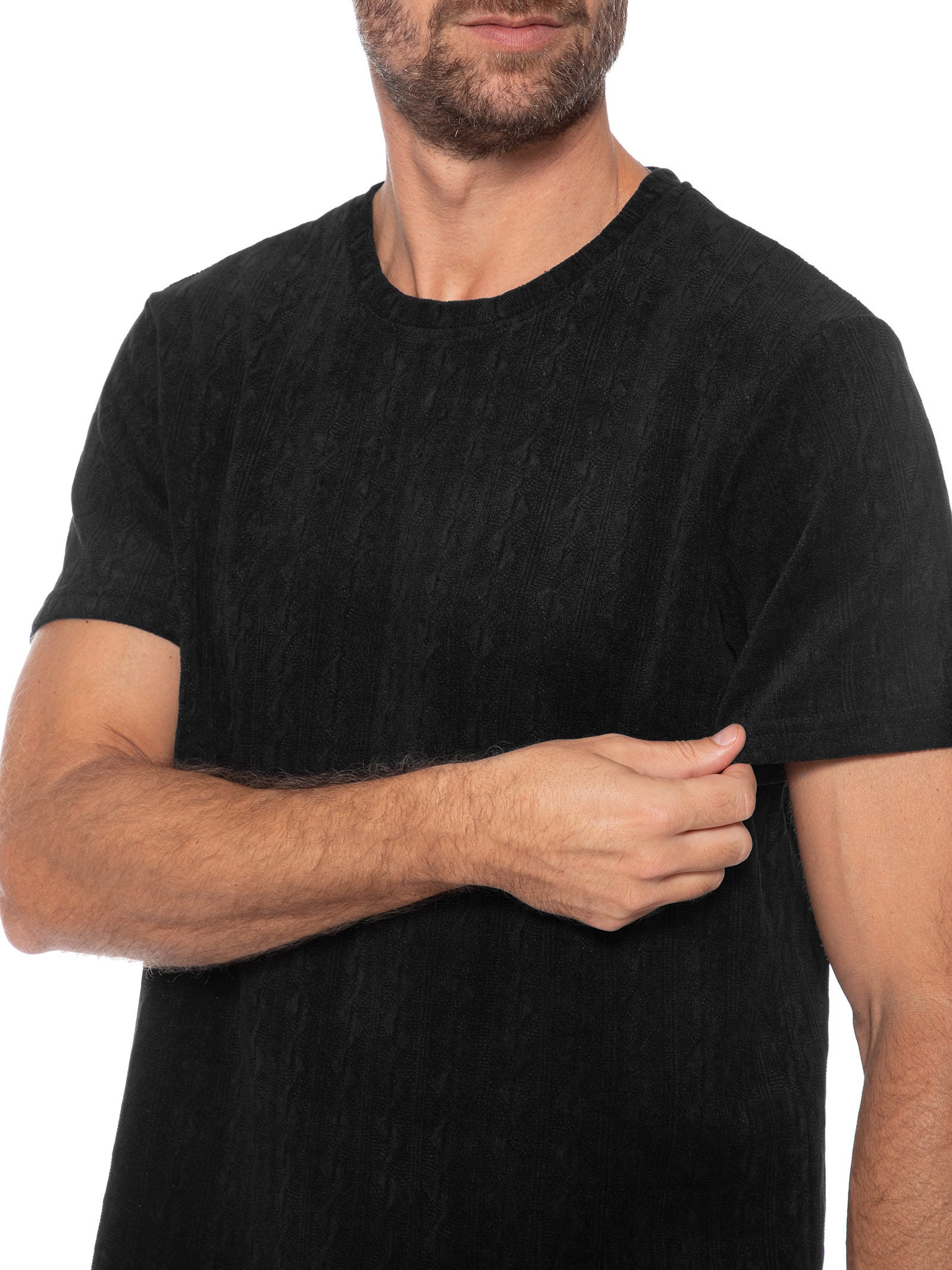 Camiseta Masculina Gola Redonda Texturizada Preto Basiq Men