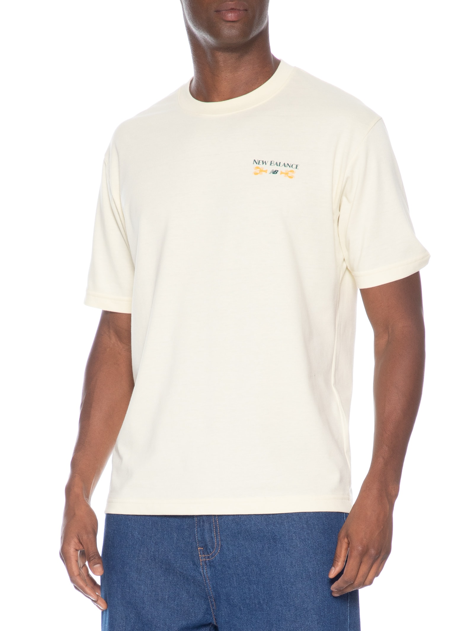 Camiseta Masculina Grab A Bite Boston Off White New Balance