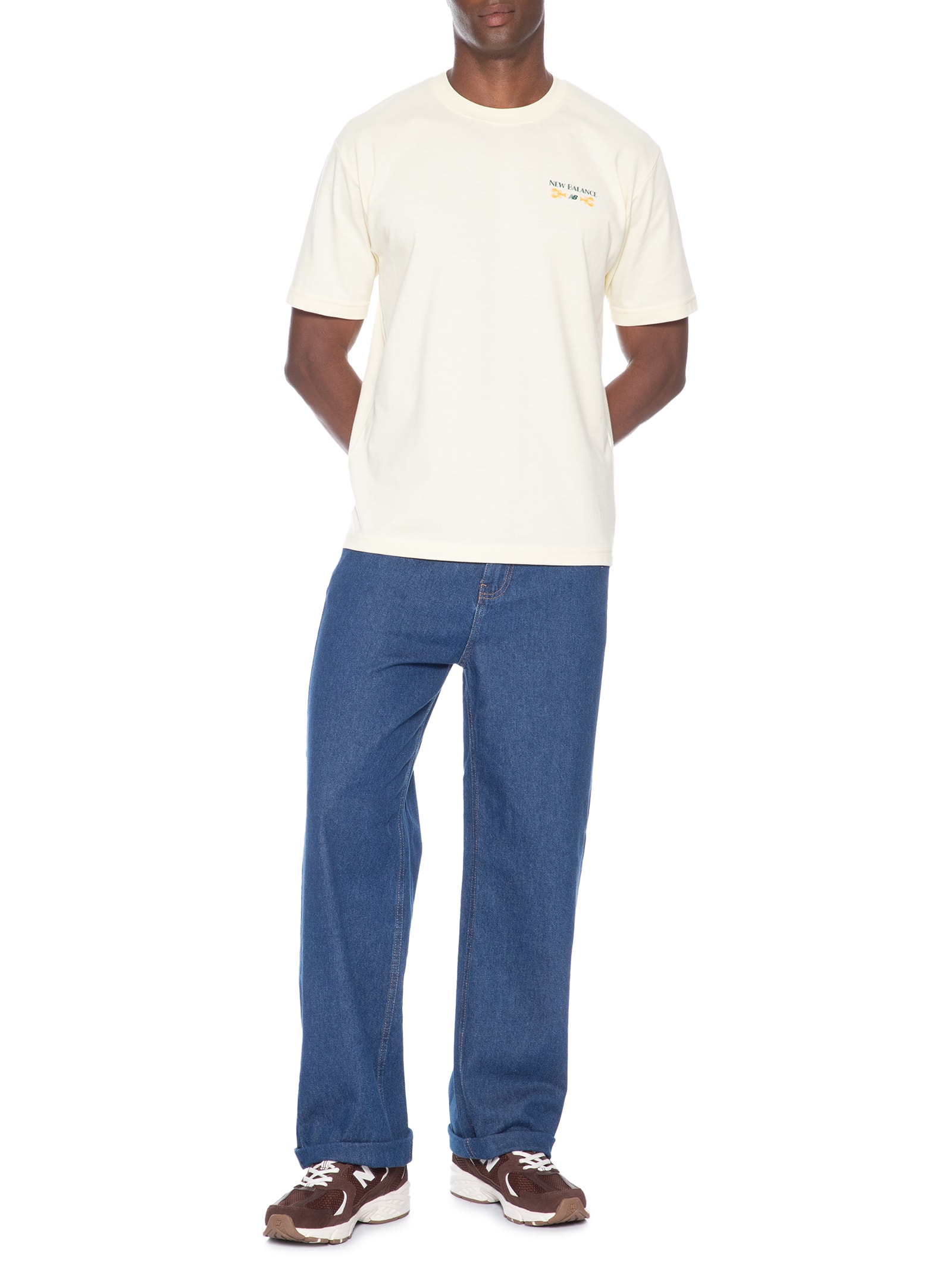 Camiseta Masculina Grab A Bite Boston Off White New Balance