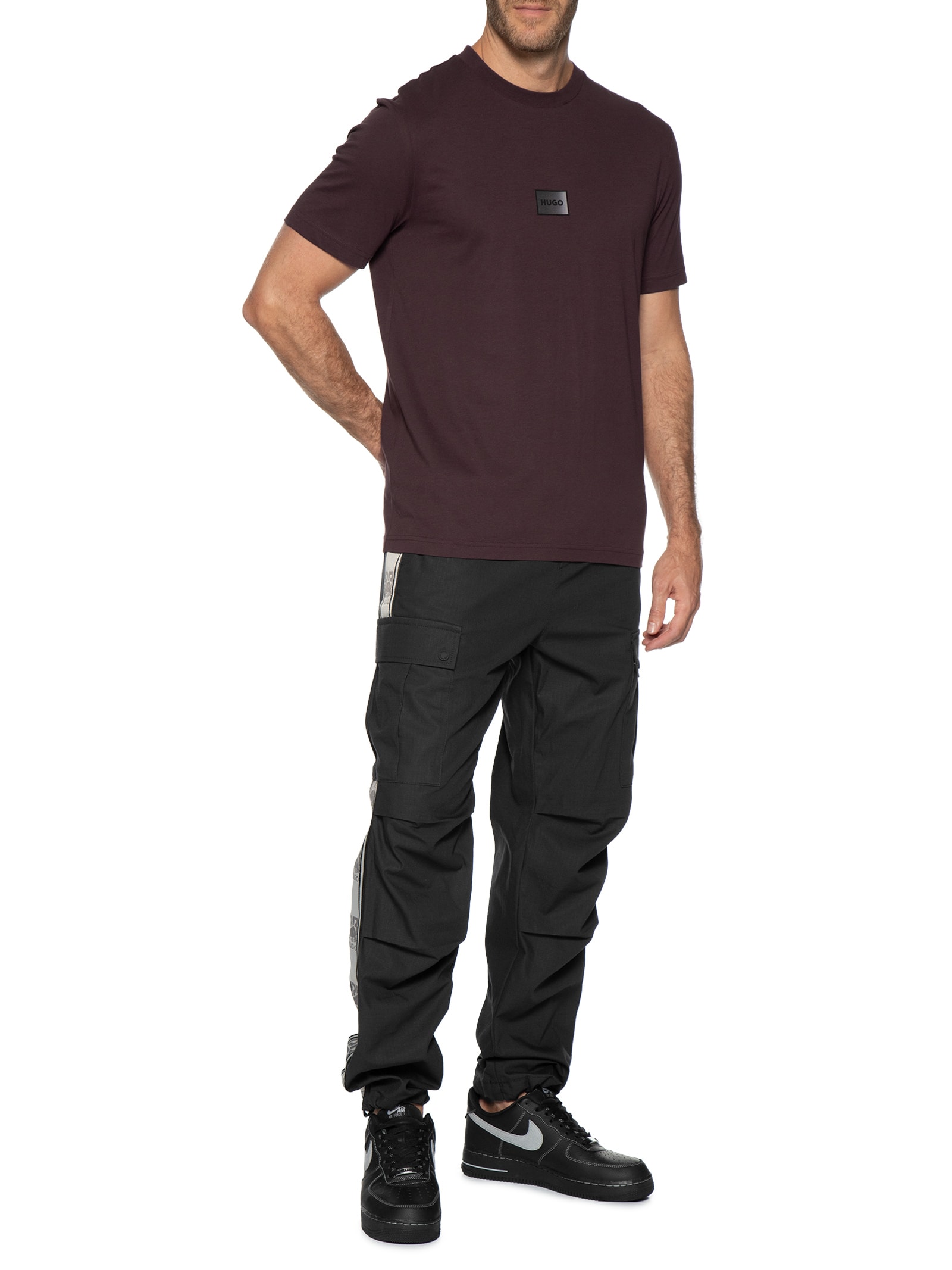 Camiseta Masculina Gradient Logo Crew Neck Marrom Hugo