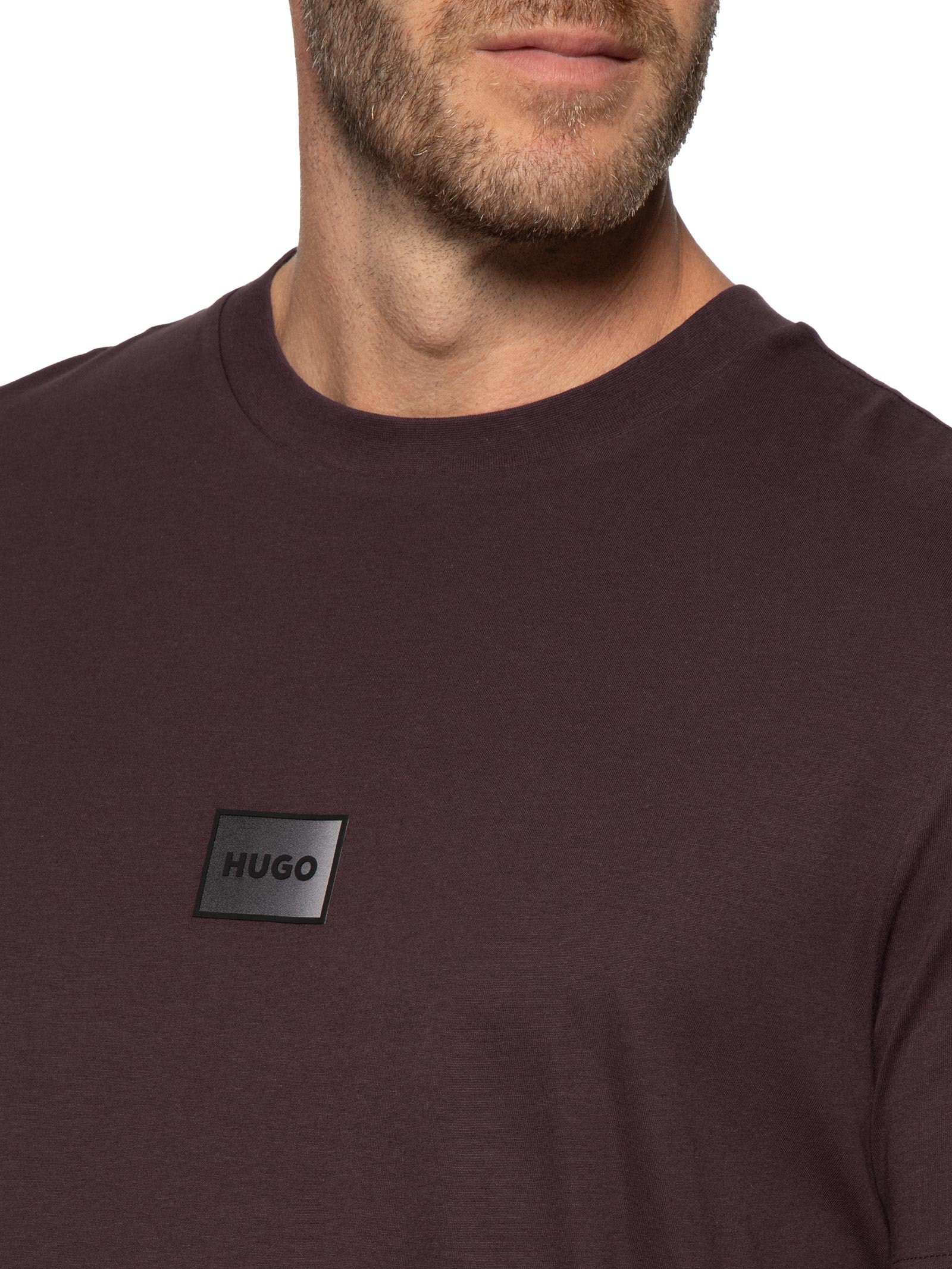 Camiseta Masculina Gradient Logo Crew Neck Marrom Hugo