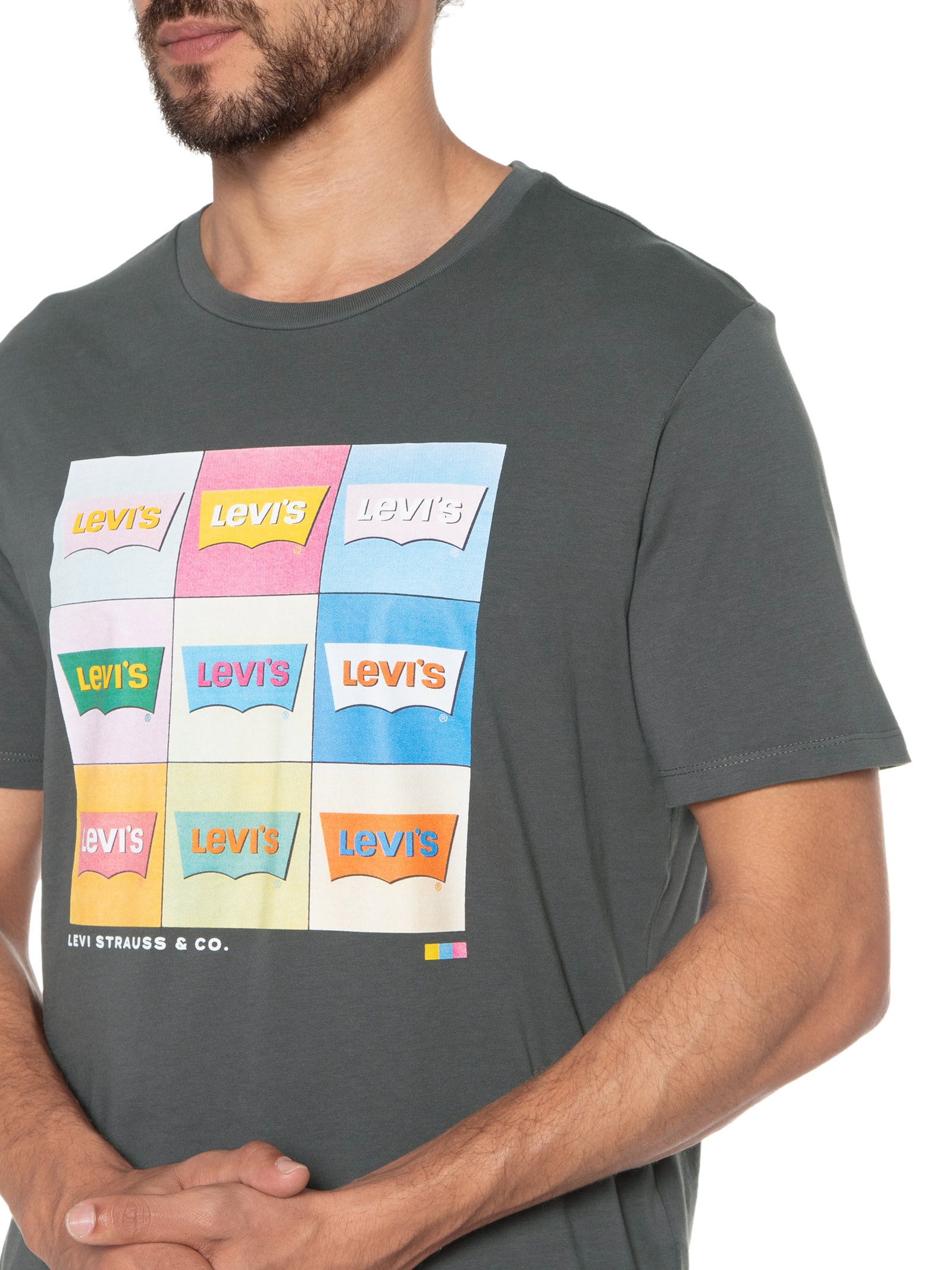 Camiseta Masculina Graphic Crewneck Tee Cinza Levi's